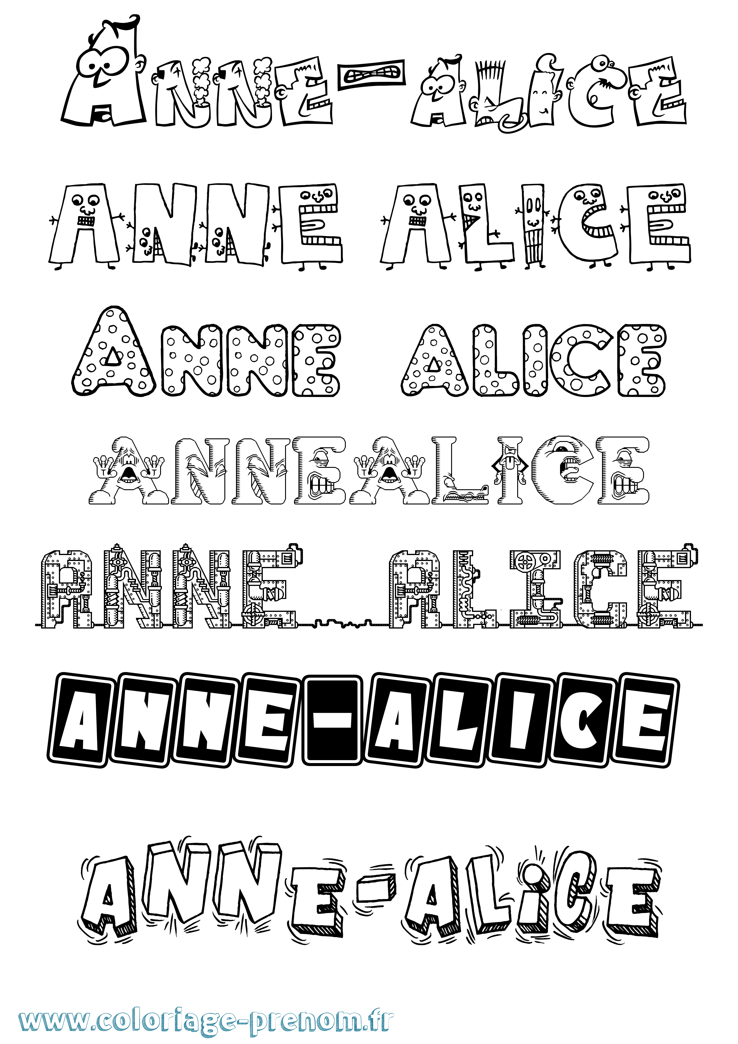 Coloriage prénom Anne-Alice Fun