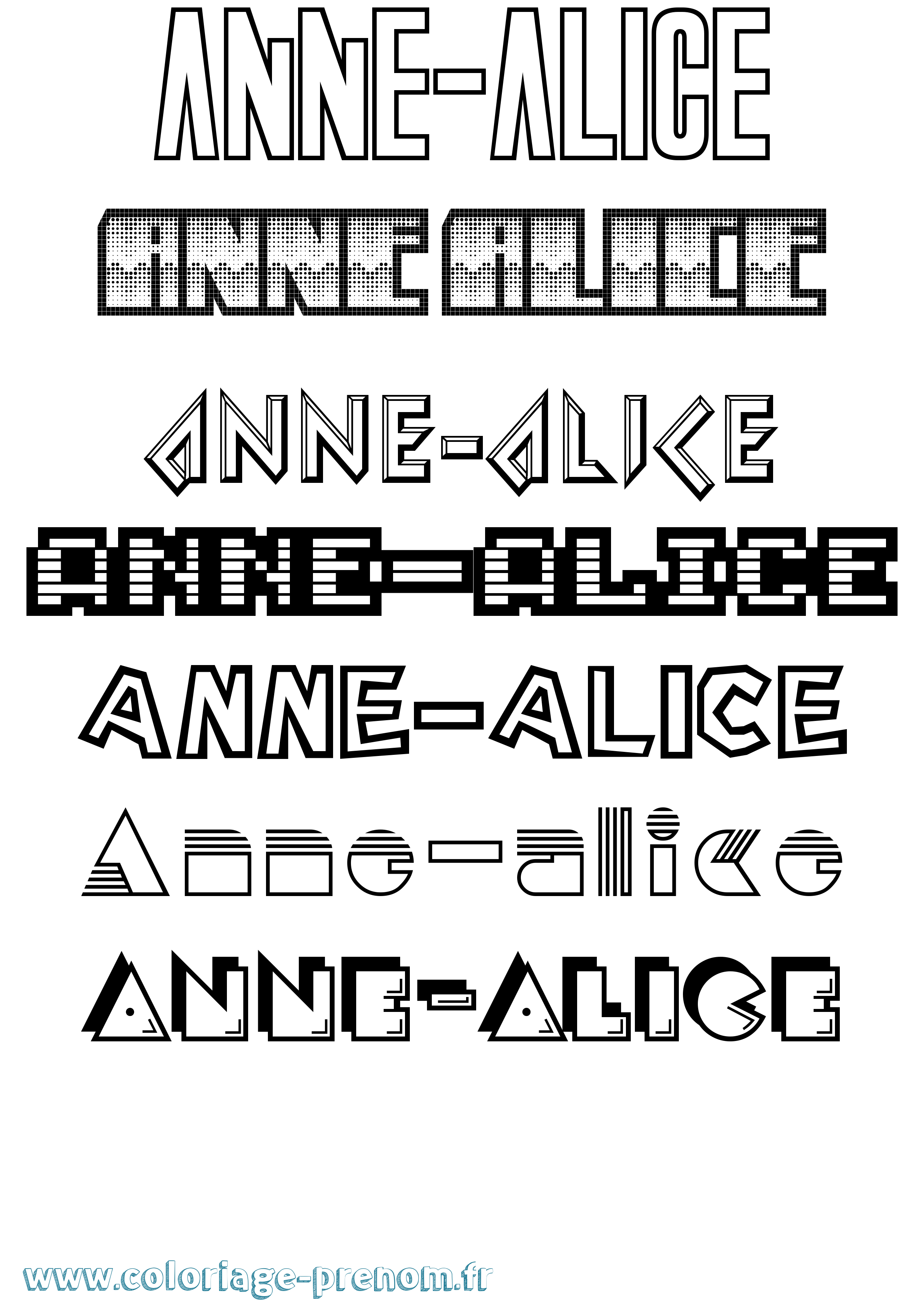 Coloriage prénom Anne-Alice Jeux Vidéos