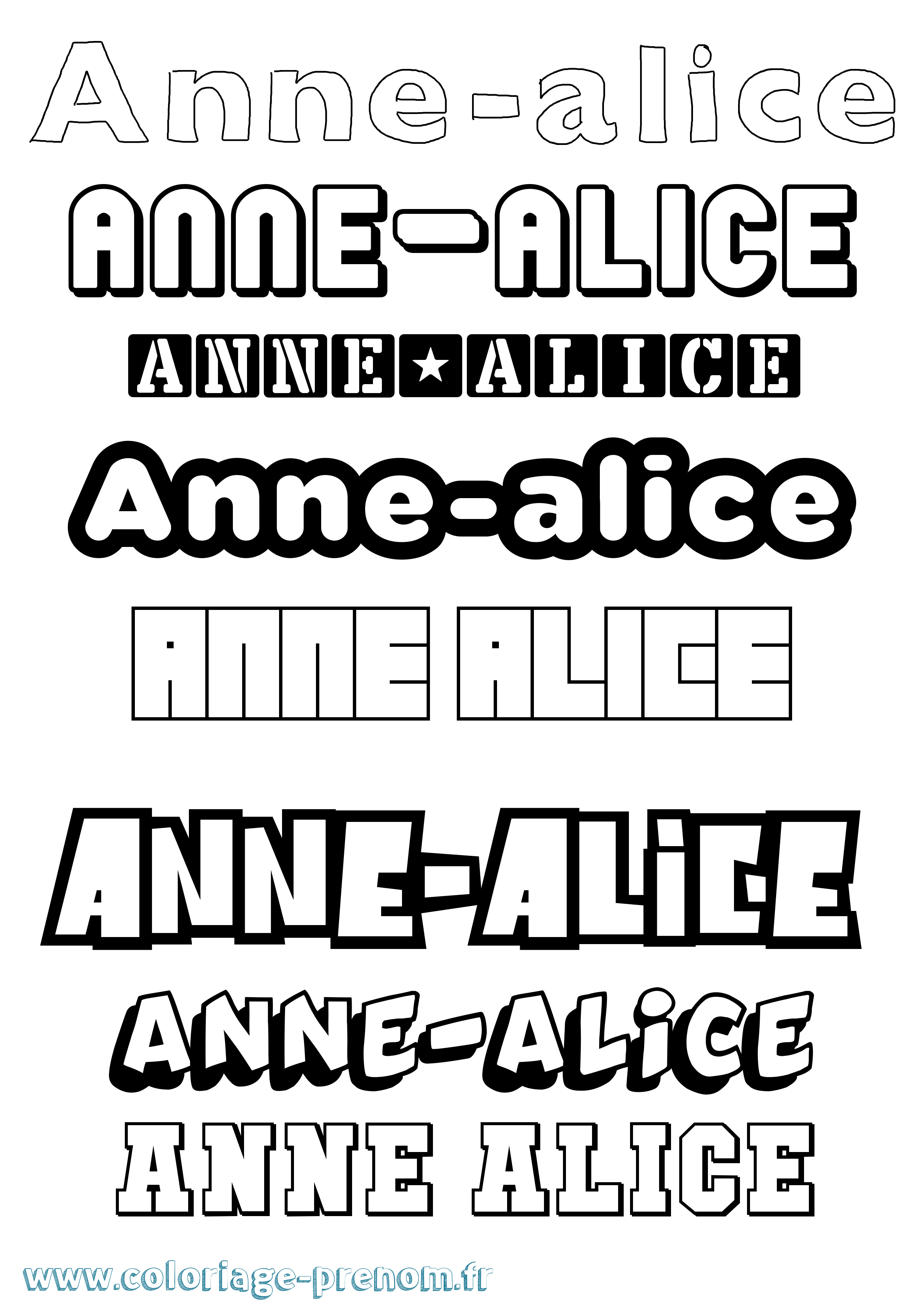 Coloriage prénom Anne-Alice Simple