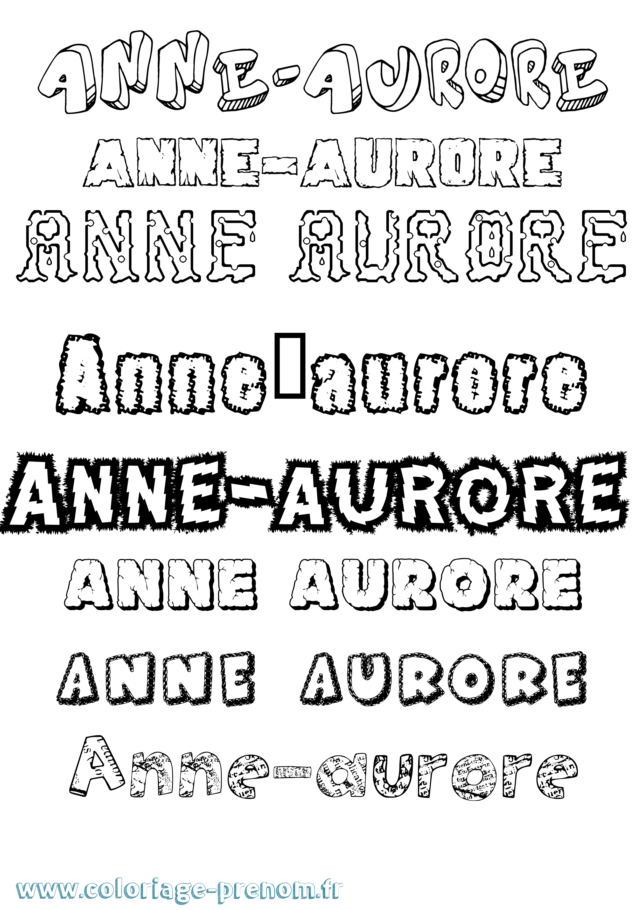 Coloriage prénom Anne-Aurore Destructuré