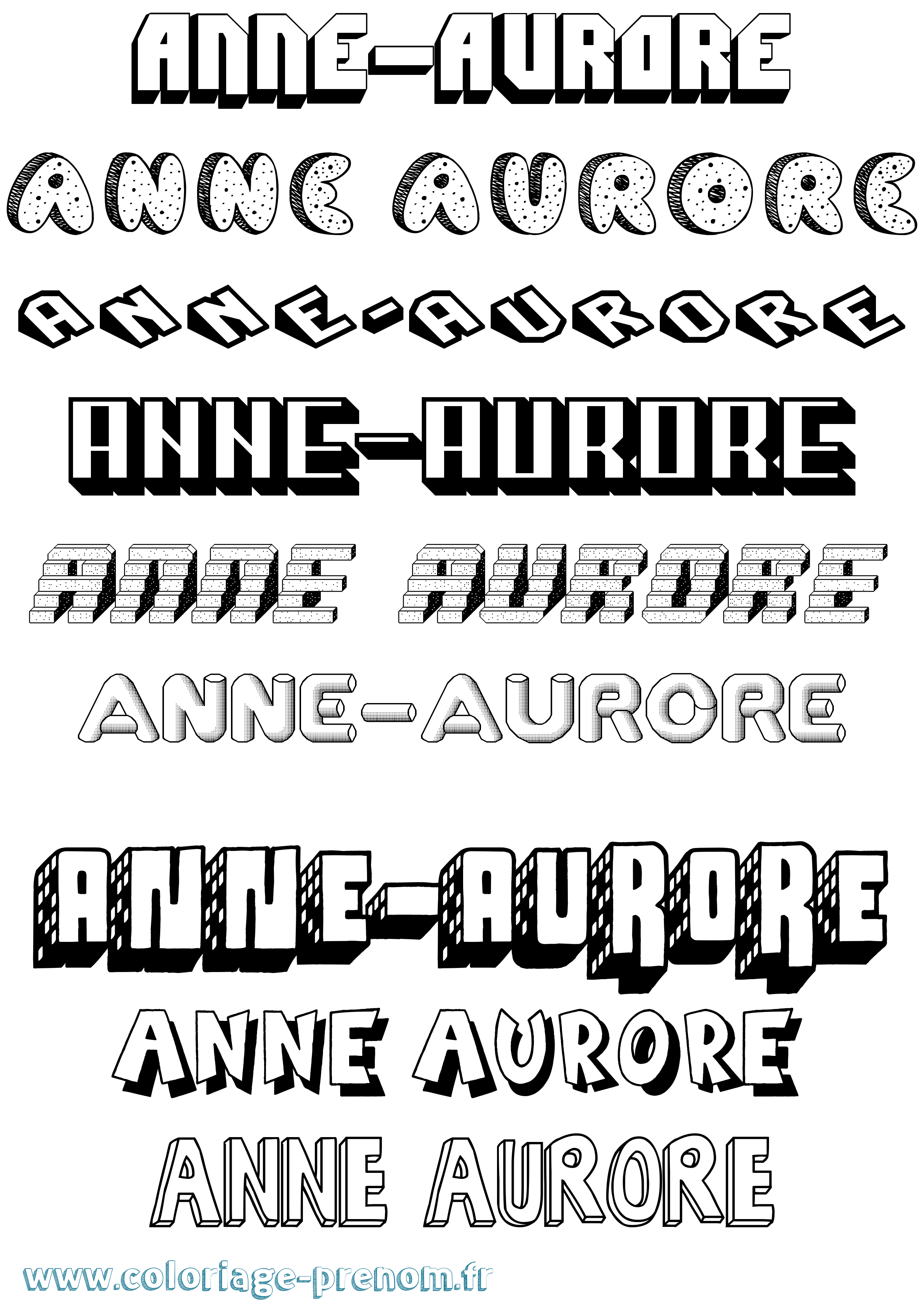 Coloriage prénom Anne-Aurore Effet 3D