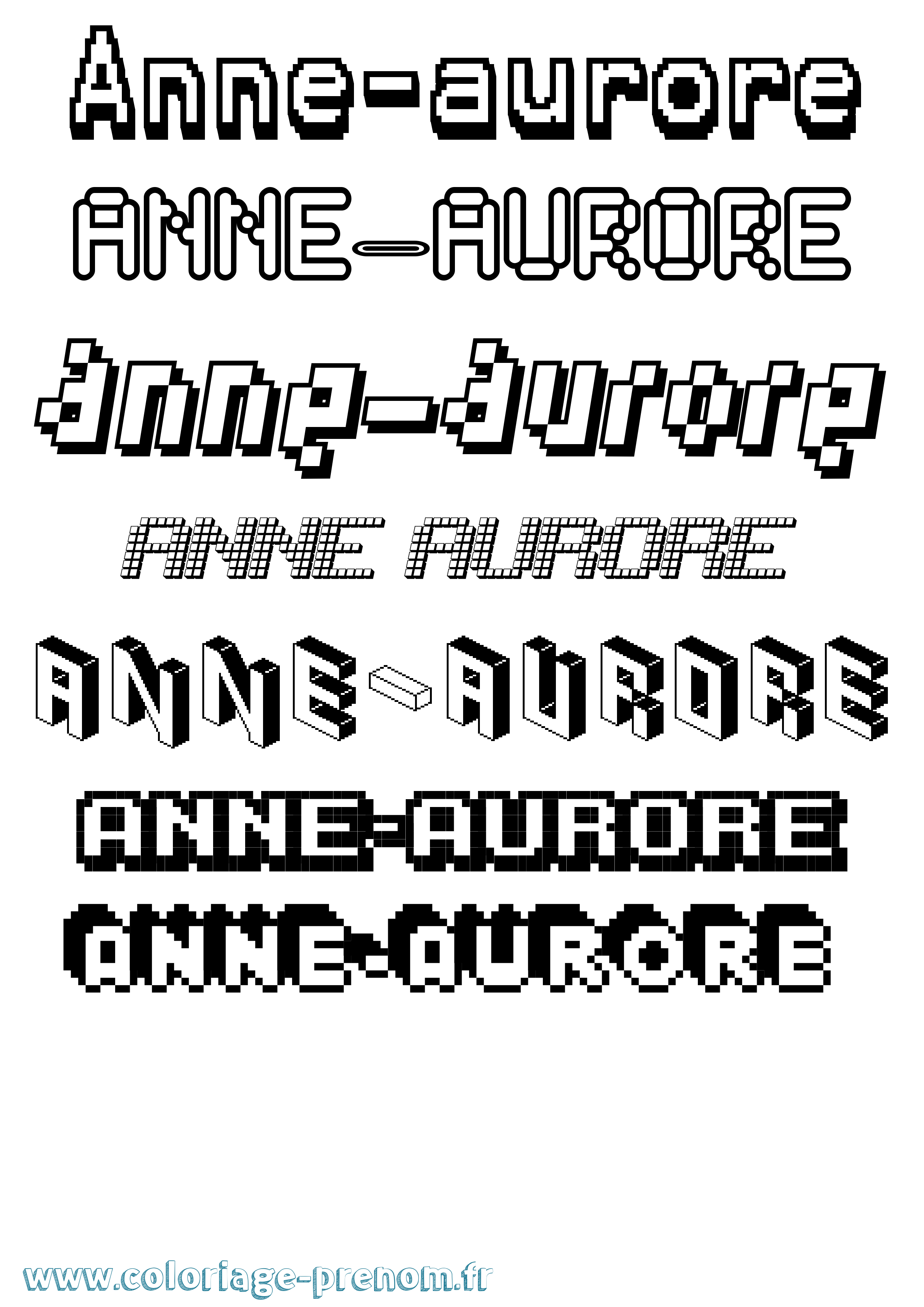 Coloriage prénom Anne-Aurore Pixel