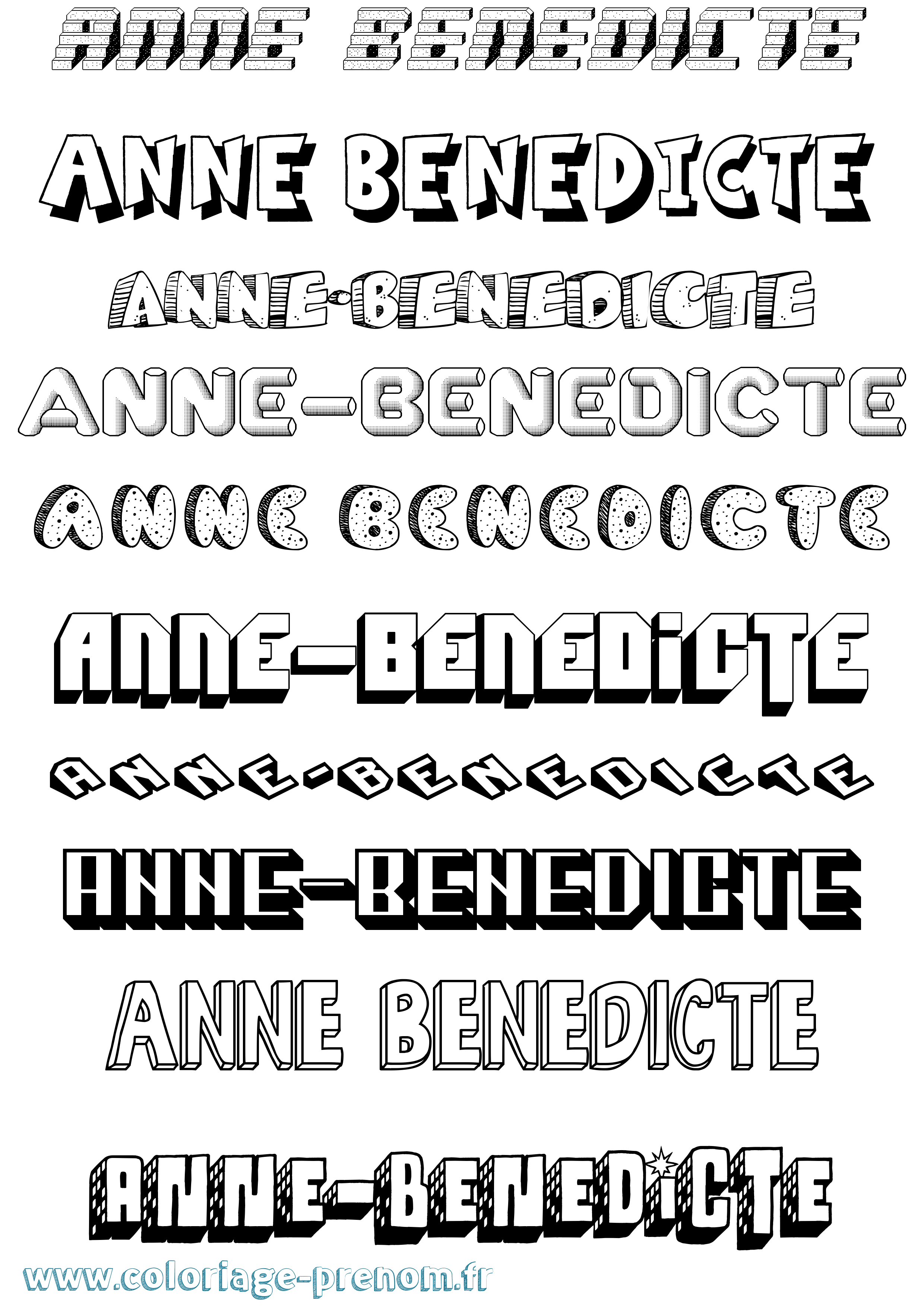 Coloriage prénom Anne-Benedicte Effet 3D
