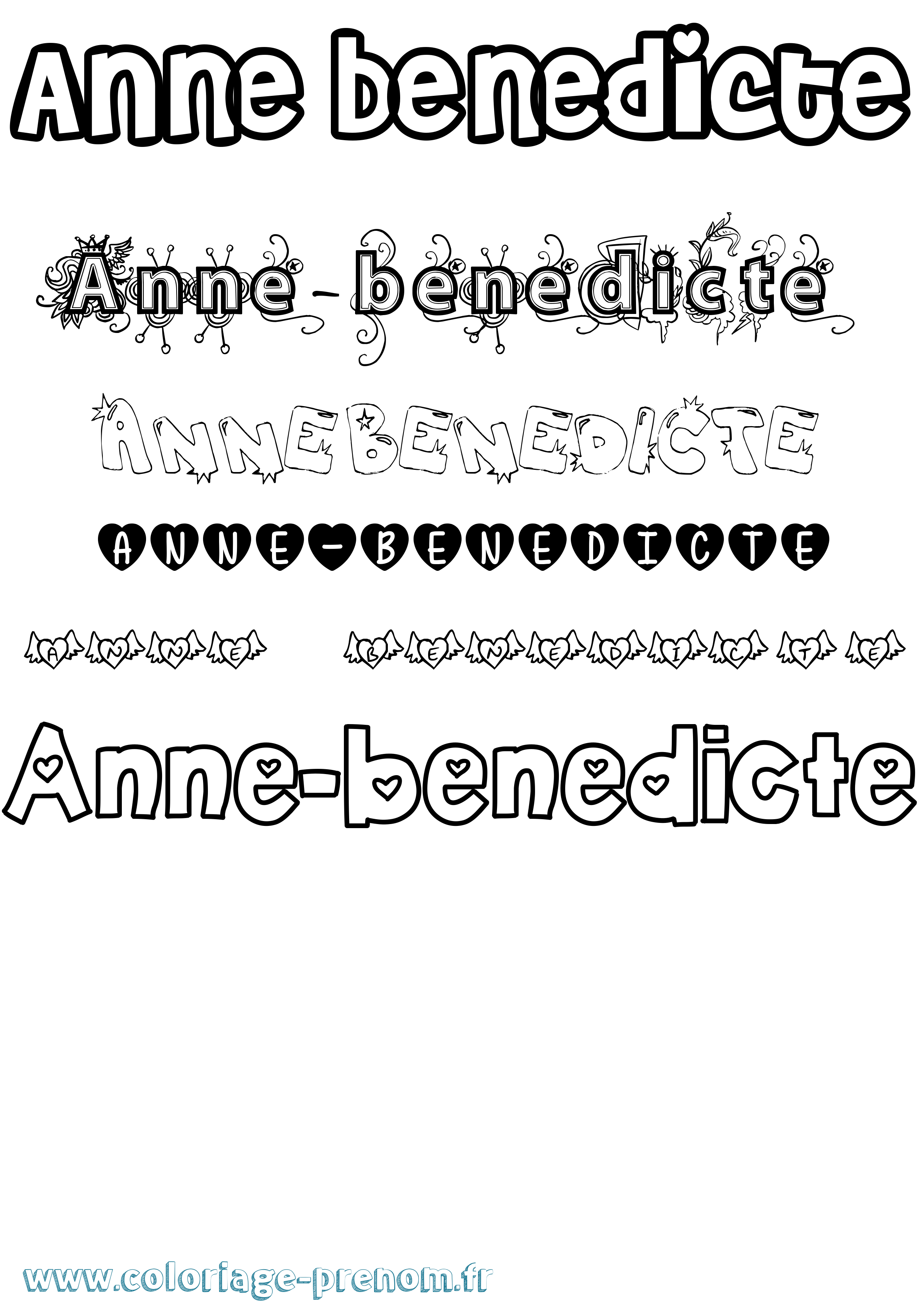 Coloriage prénom Anne-Benedicte Girly