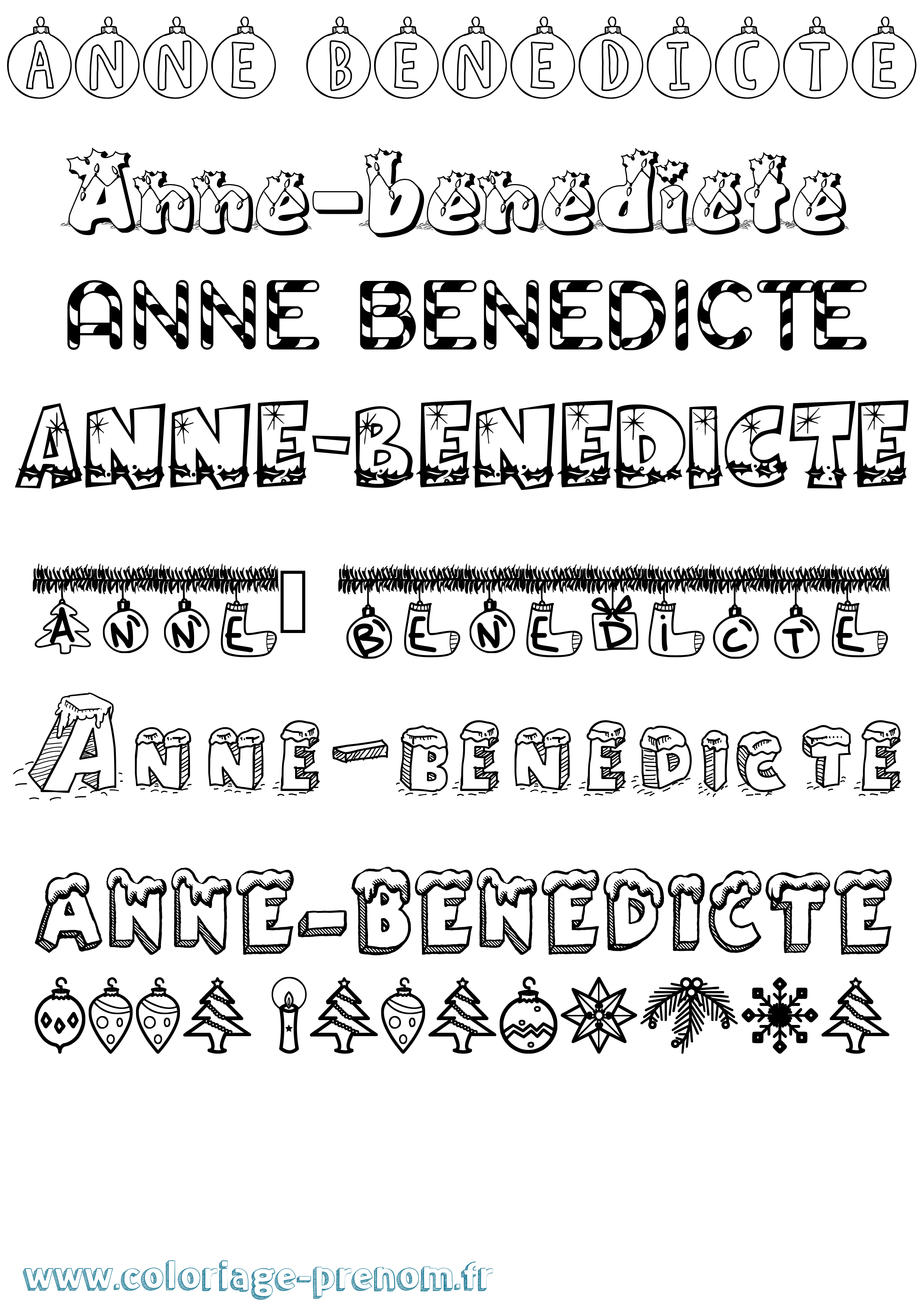 Coloriage prénom Anne-Benedicte Noël