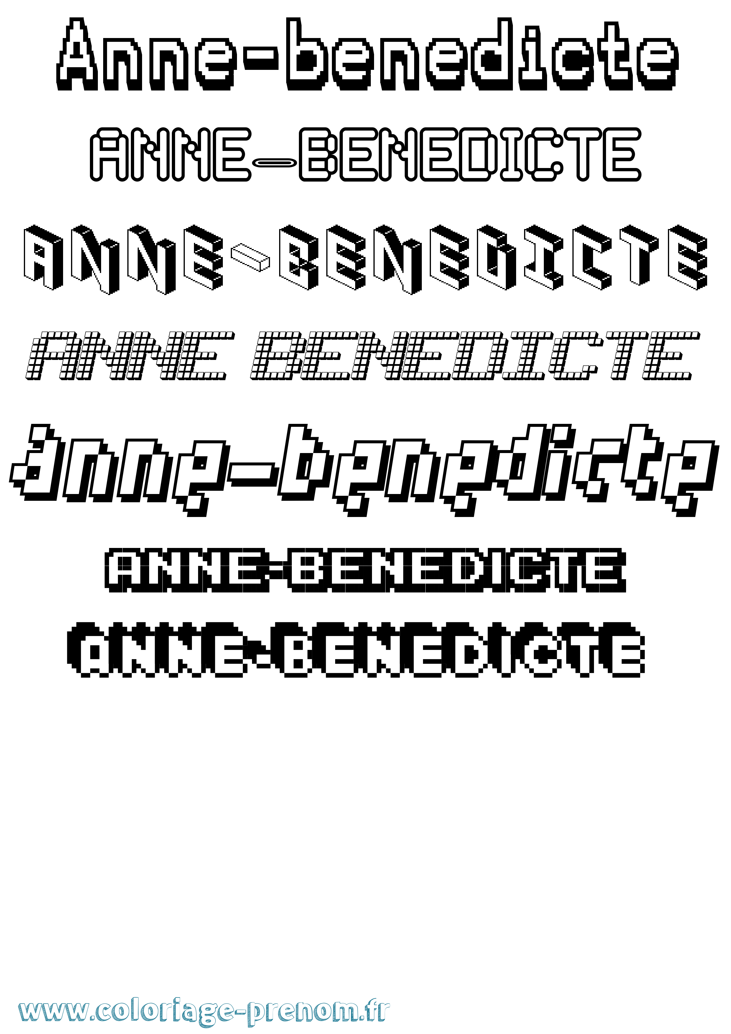 Coloriage prénom Anne-Benedicte Pixel