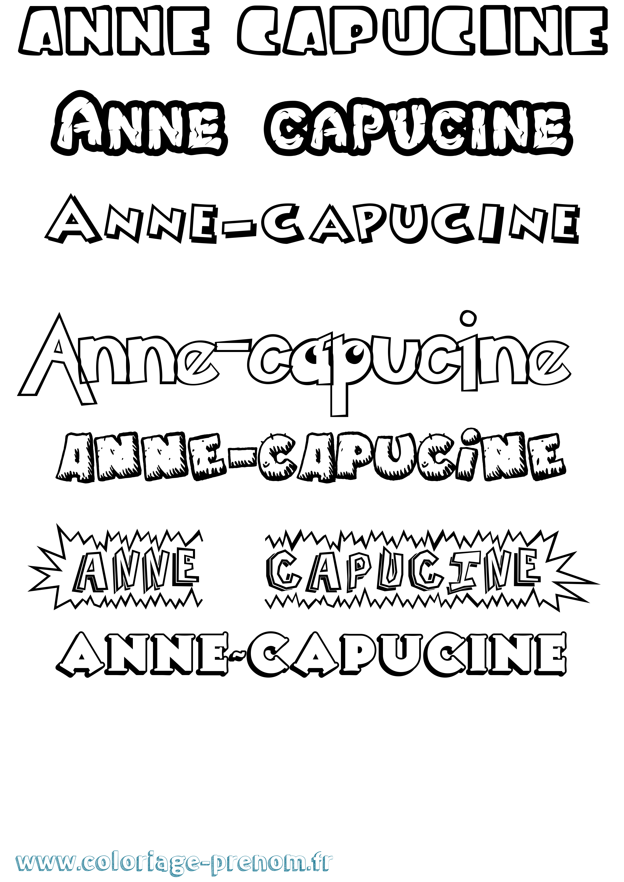 Coloriage prénom Anne-Capucine Dessin Animé