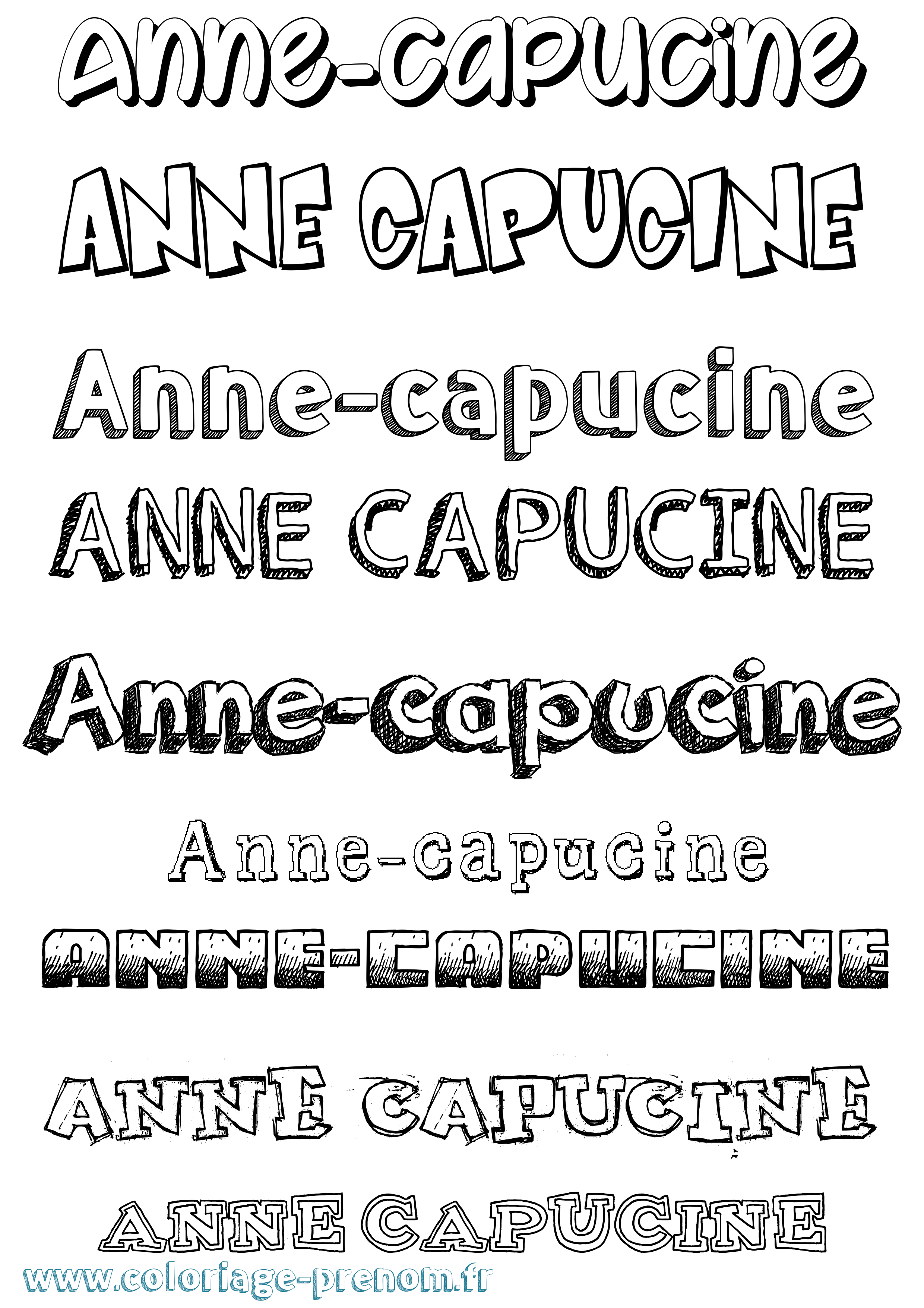 Coloriage prénom Anne-Capucine Dessiné
