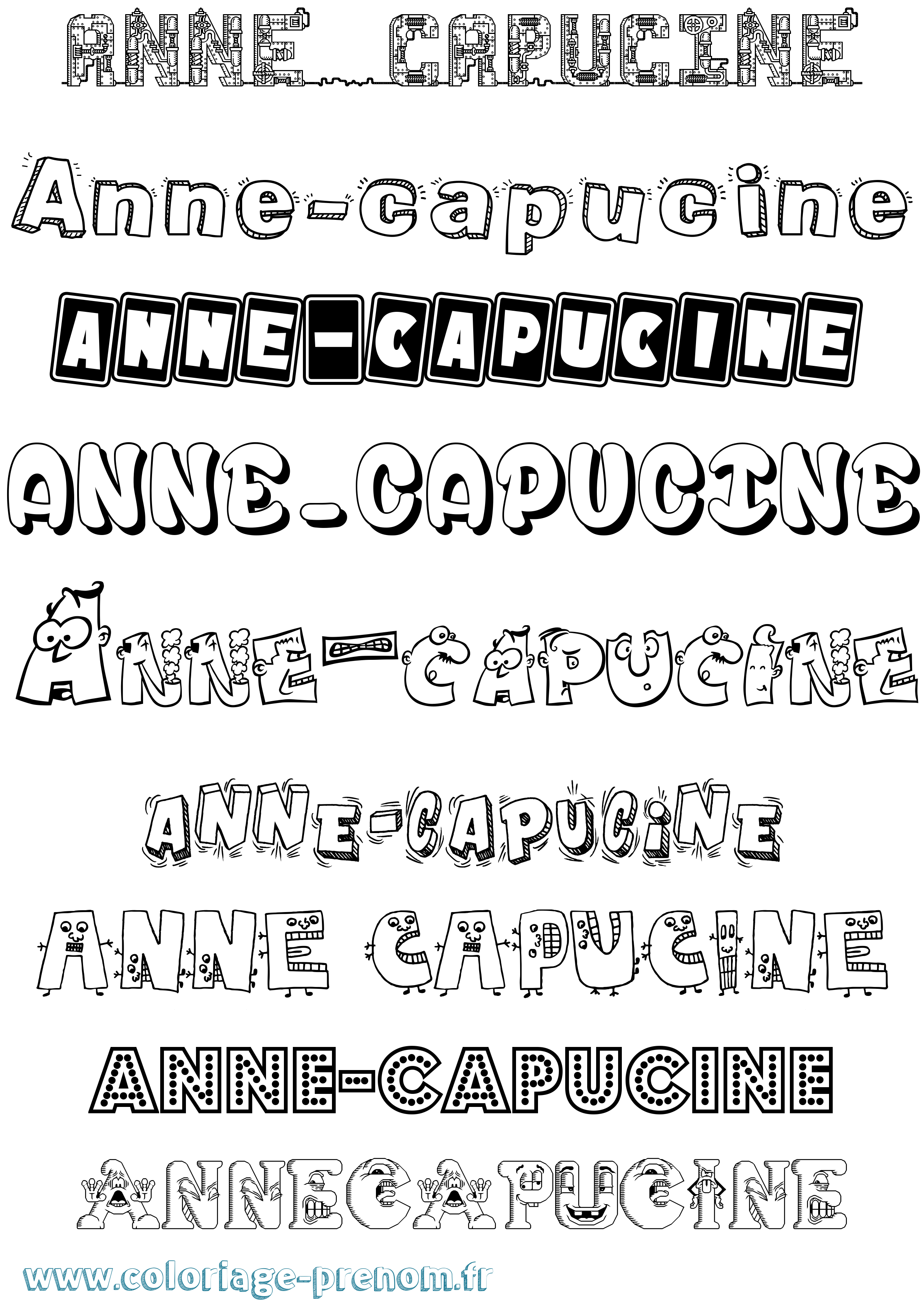 Coloriage prénom Anne-Capucine Fun