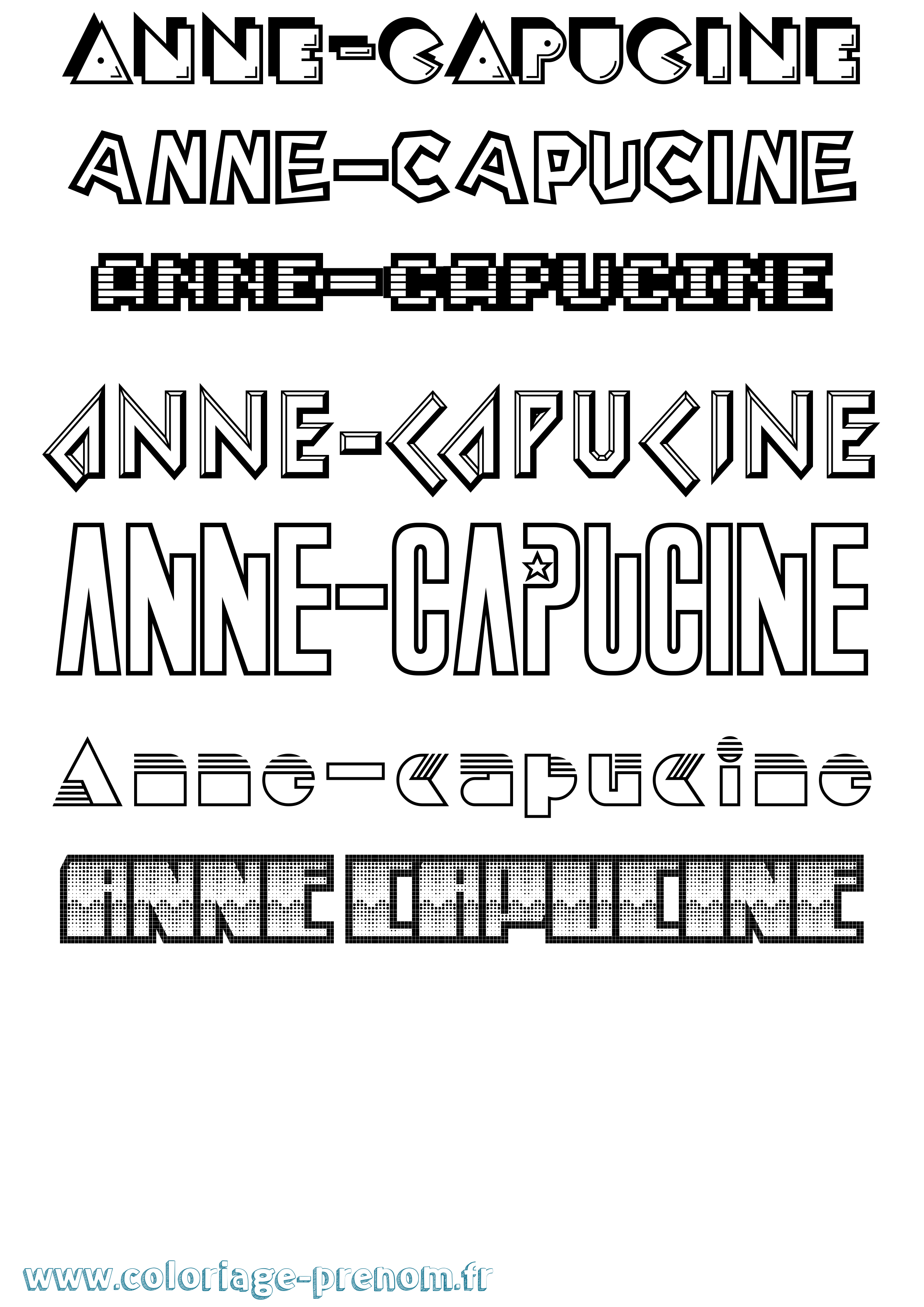 Coloriage prénom Anne-Capucine Jeux Vidéos