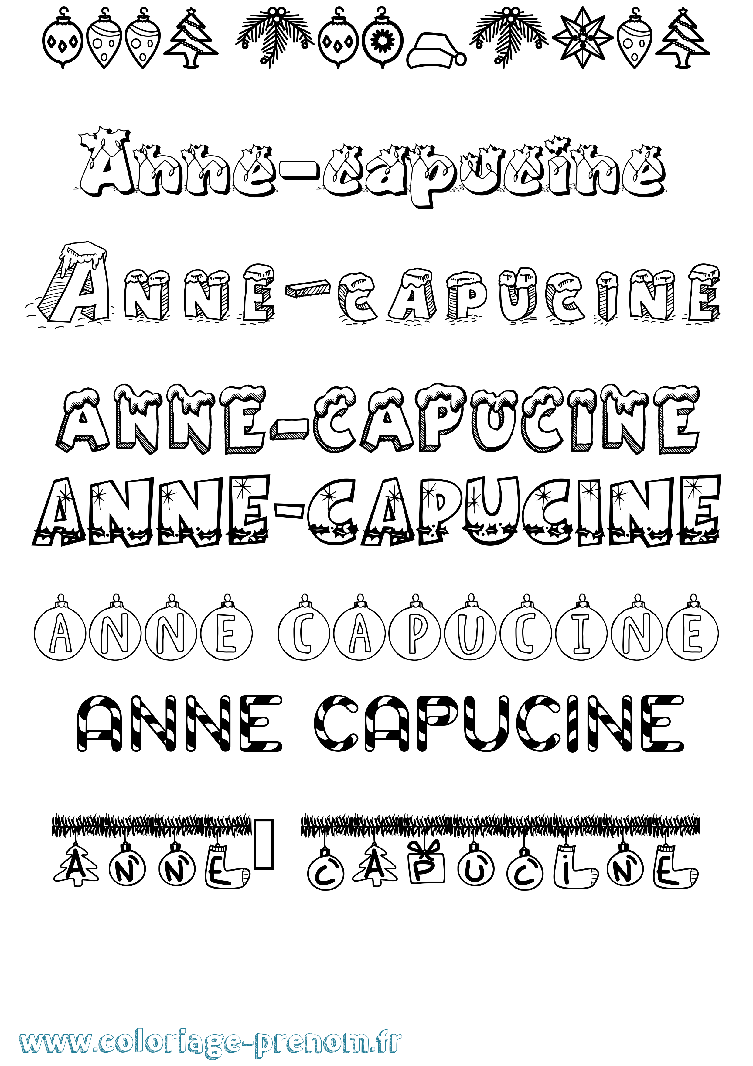 Coloriage prénom Anne-Capucine Noël