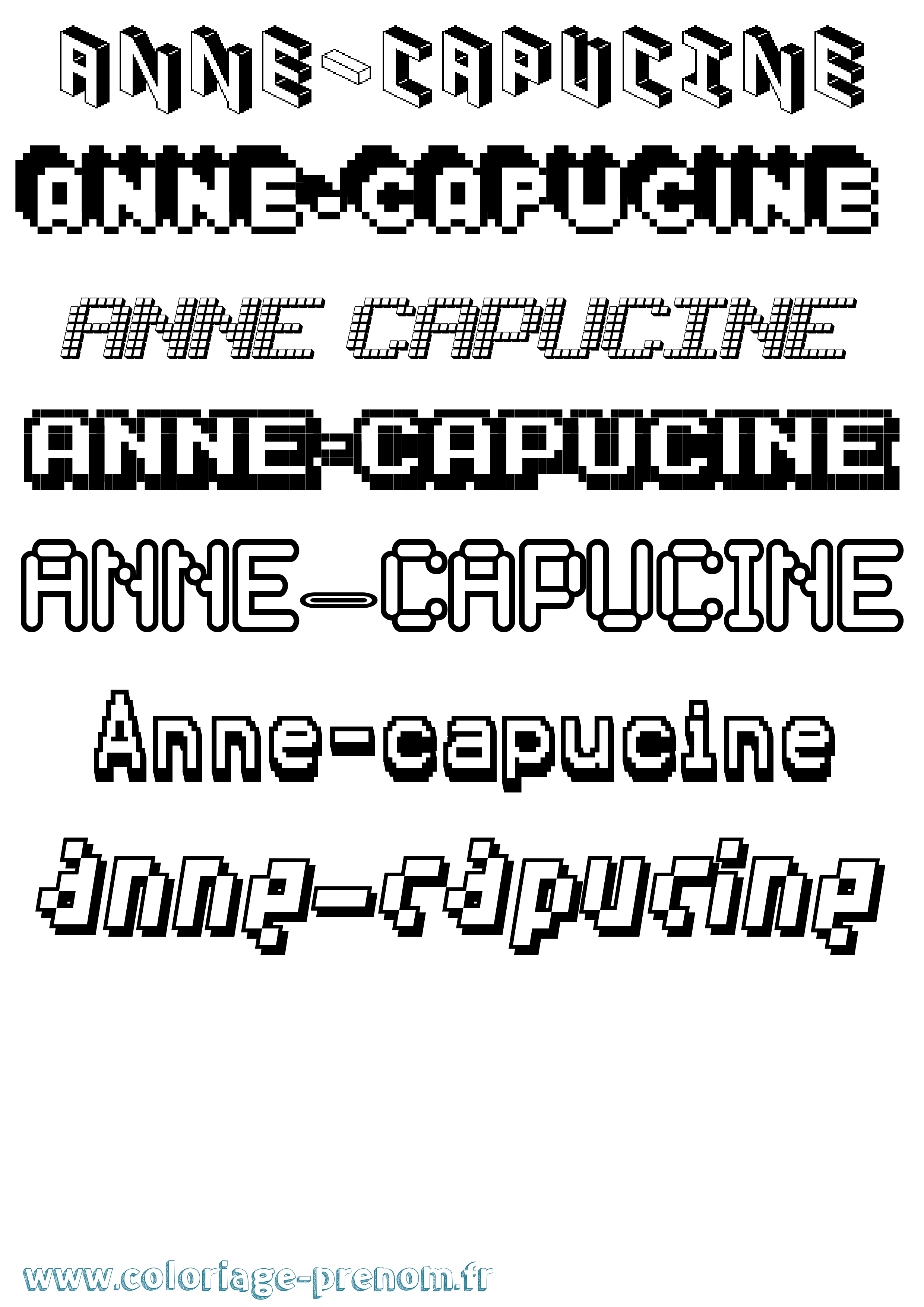 Coloriage prénom Anne-Capucine Pixel