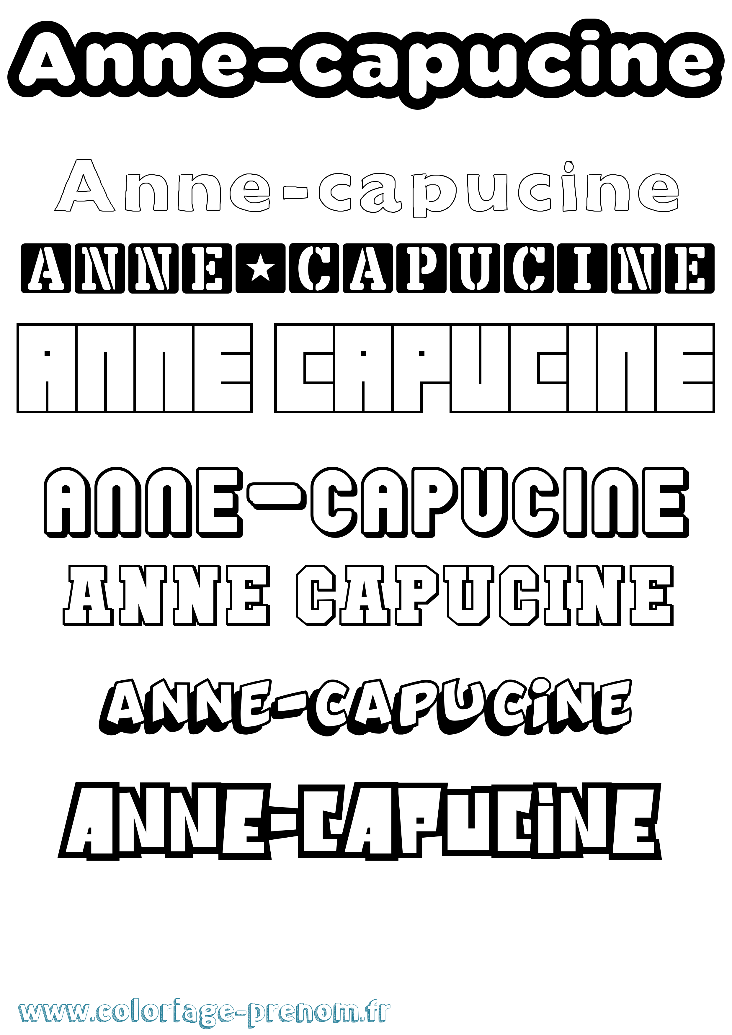 Coloriage prénom Anne-Capucine Simple