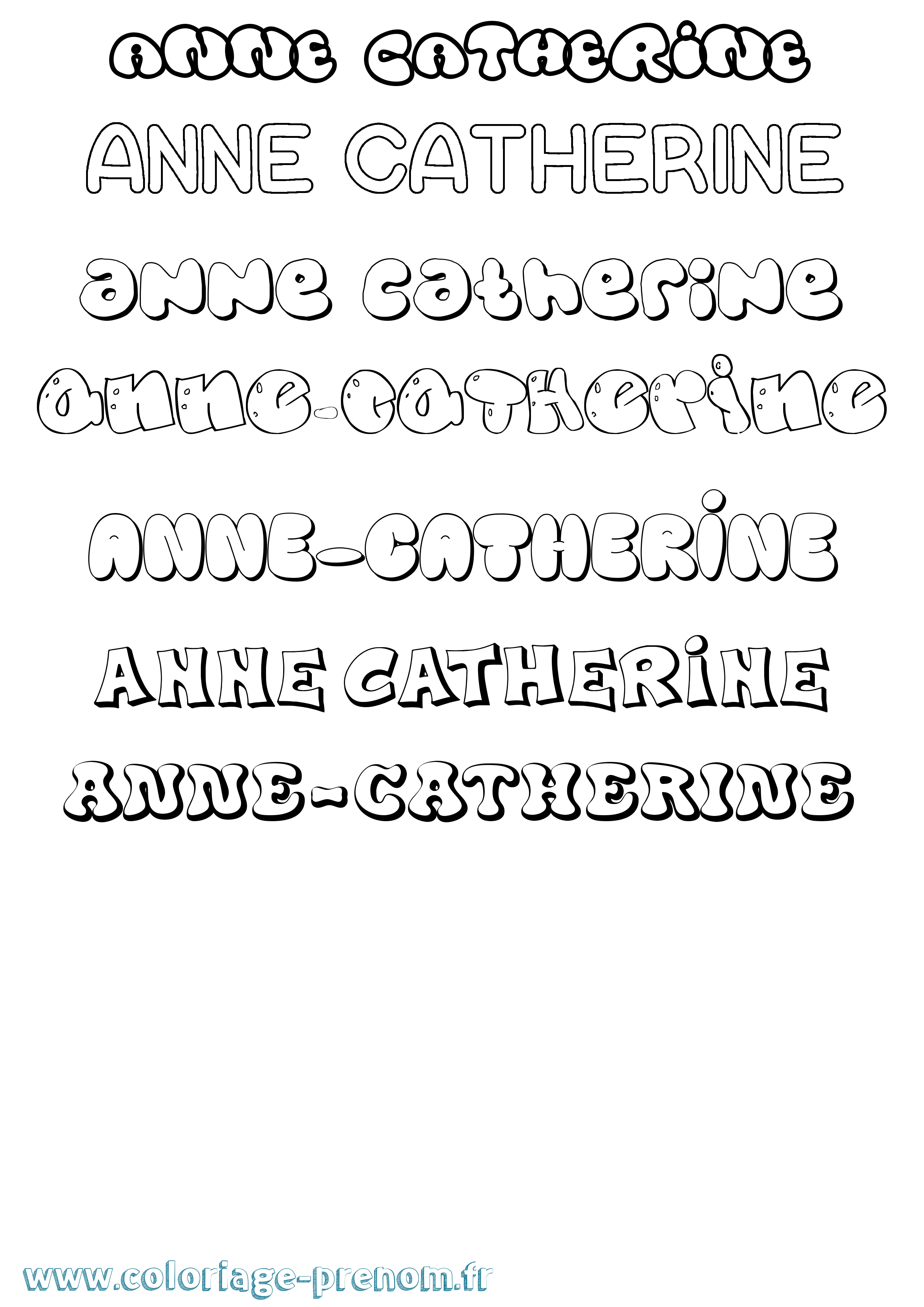 Coloriage Anne-Catherine Bubble Coloriage prénom Anne-Catherine Bubble