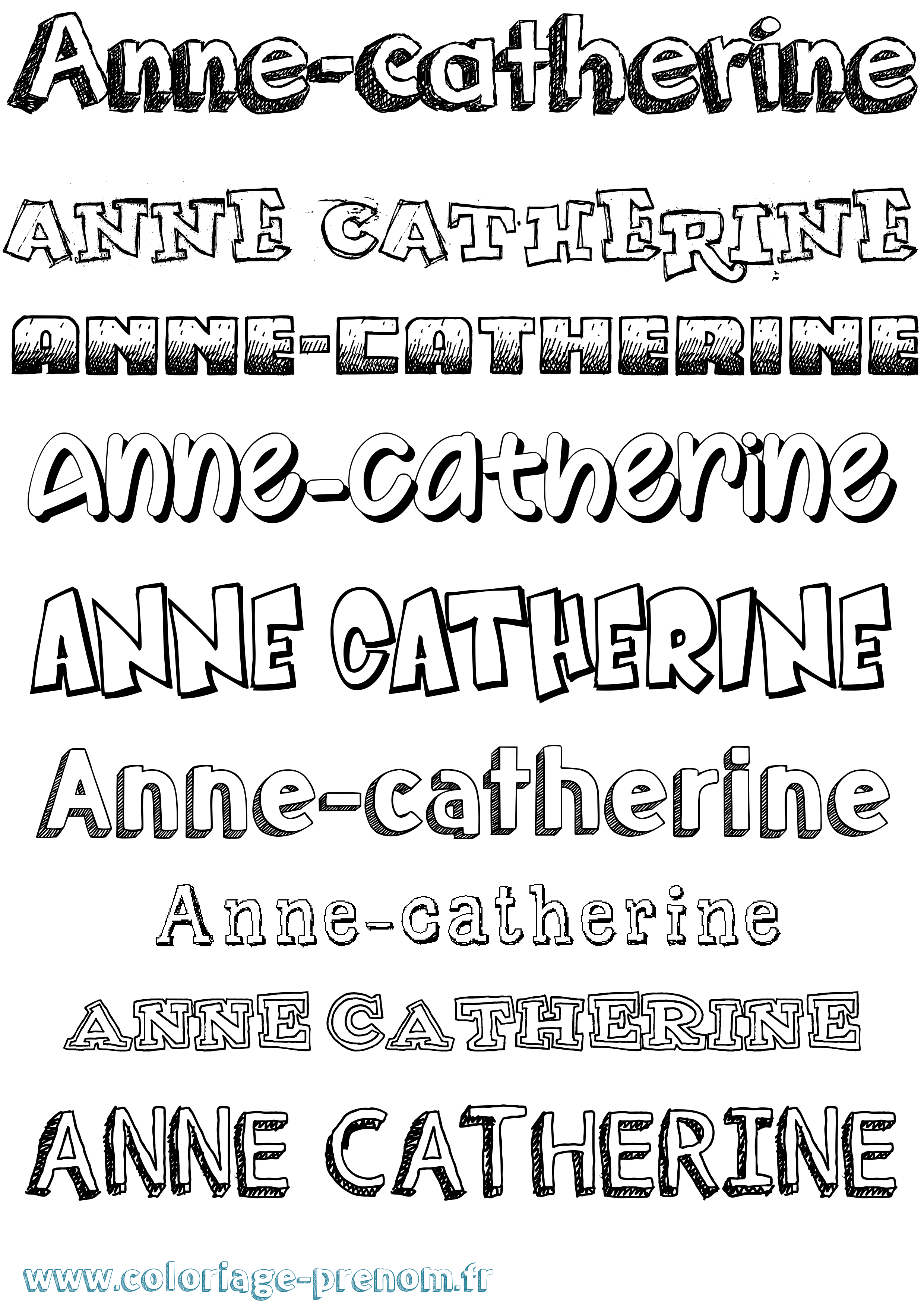 Coloriage Anne-Catherine Dessiné Coloriage prénom Anne-Catherine Dessiné