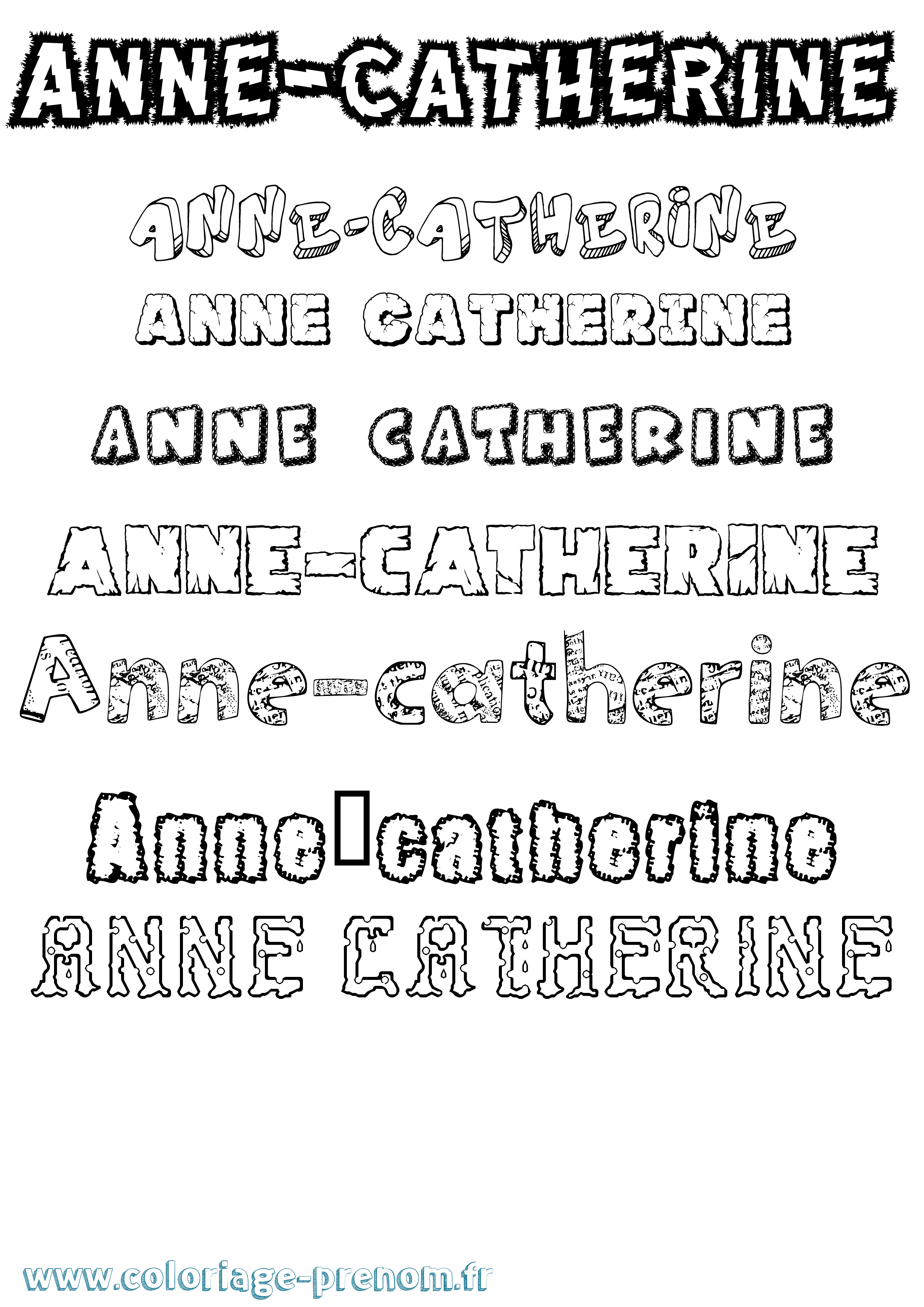 Coloriage Anne-Catherine Destructuré Coloriage prénom Anne-Catherine Destructuré