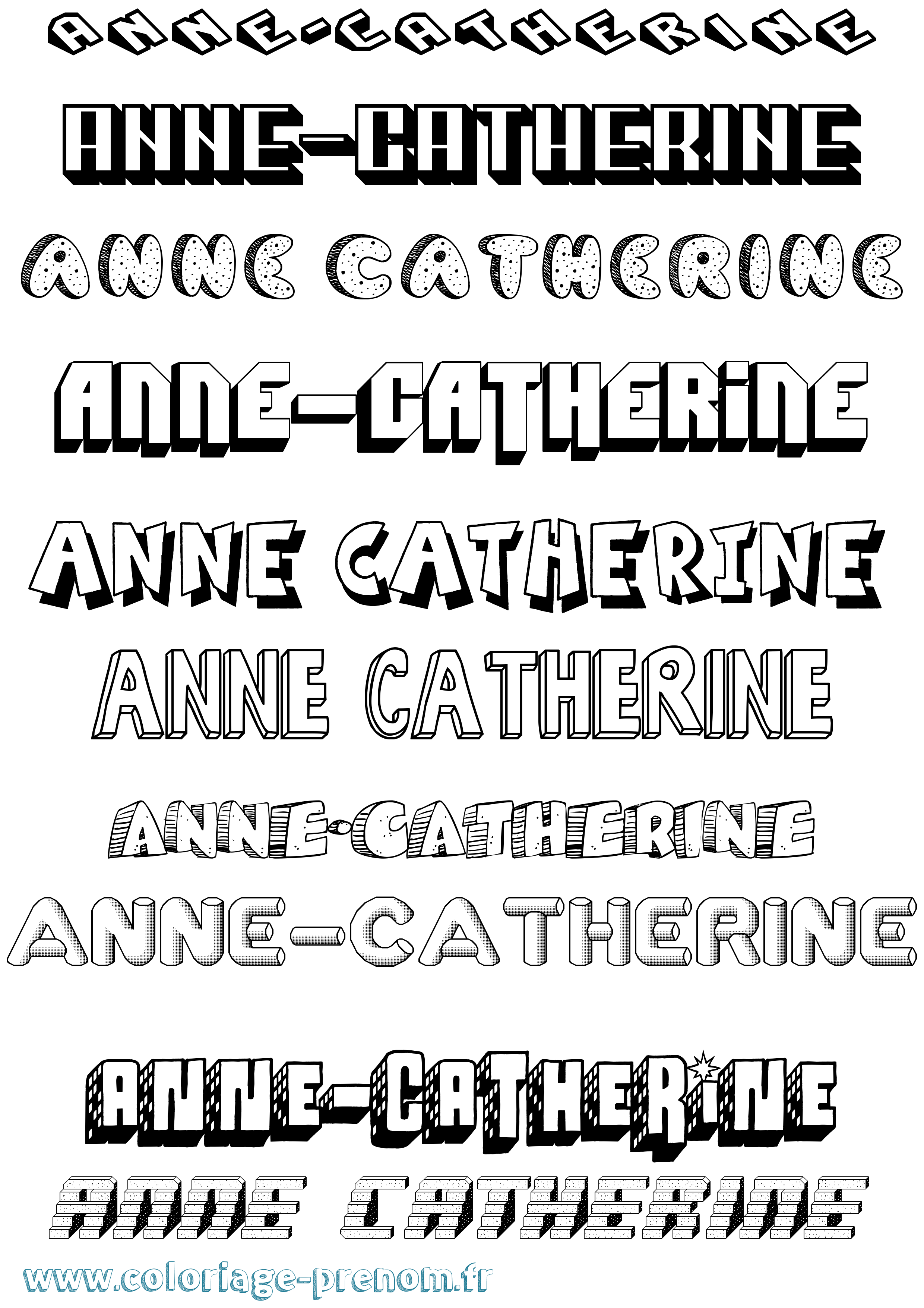 Coloriage Anne-Catherine Effet 3D Coloriage prénom Anne-Catherine Effet 3D