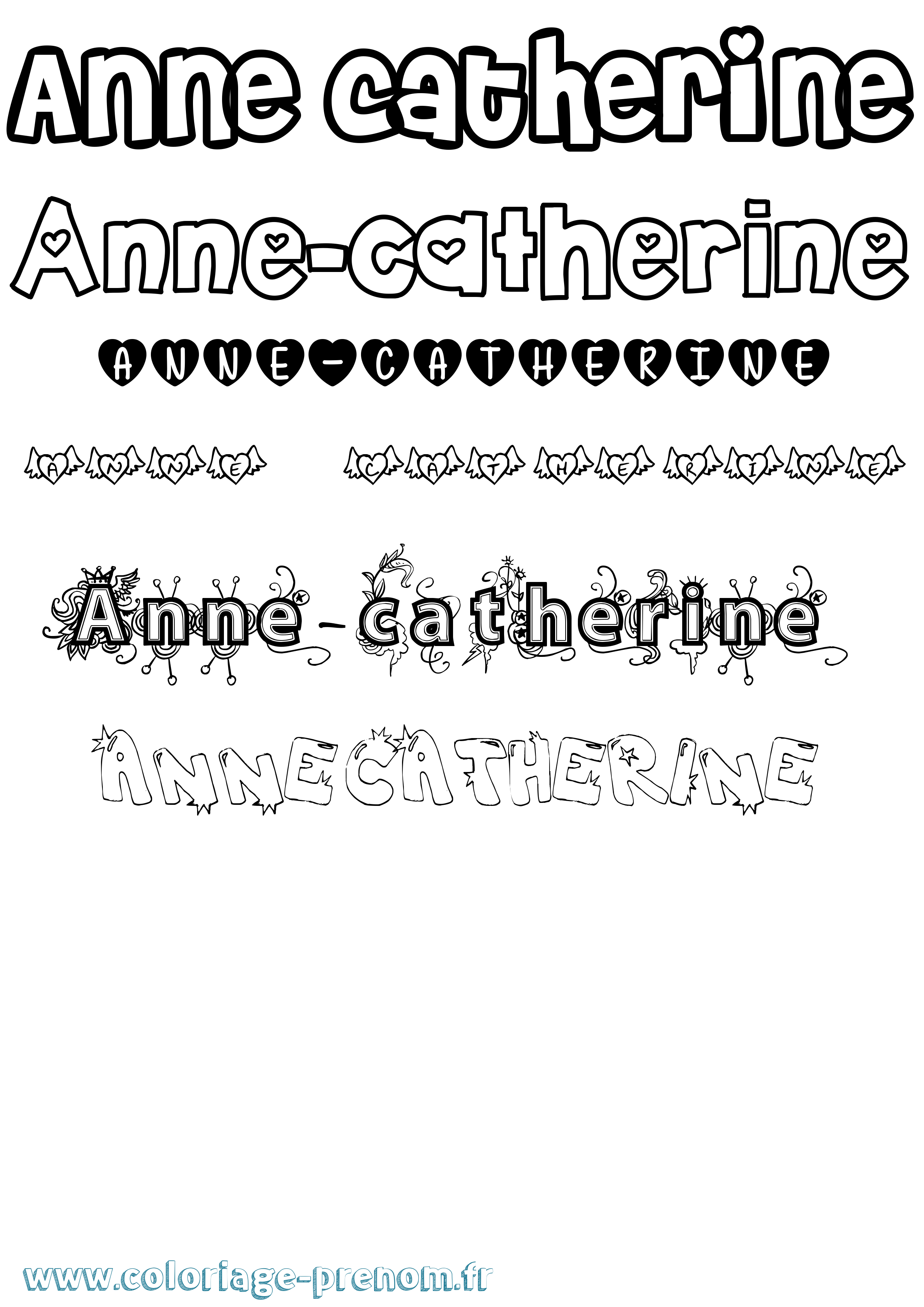 Coloriage prénom Anne-Catherine Girly