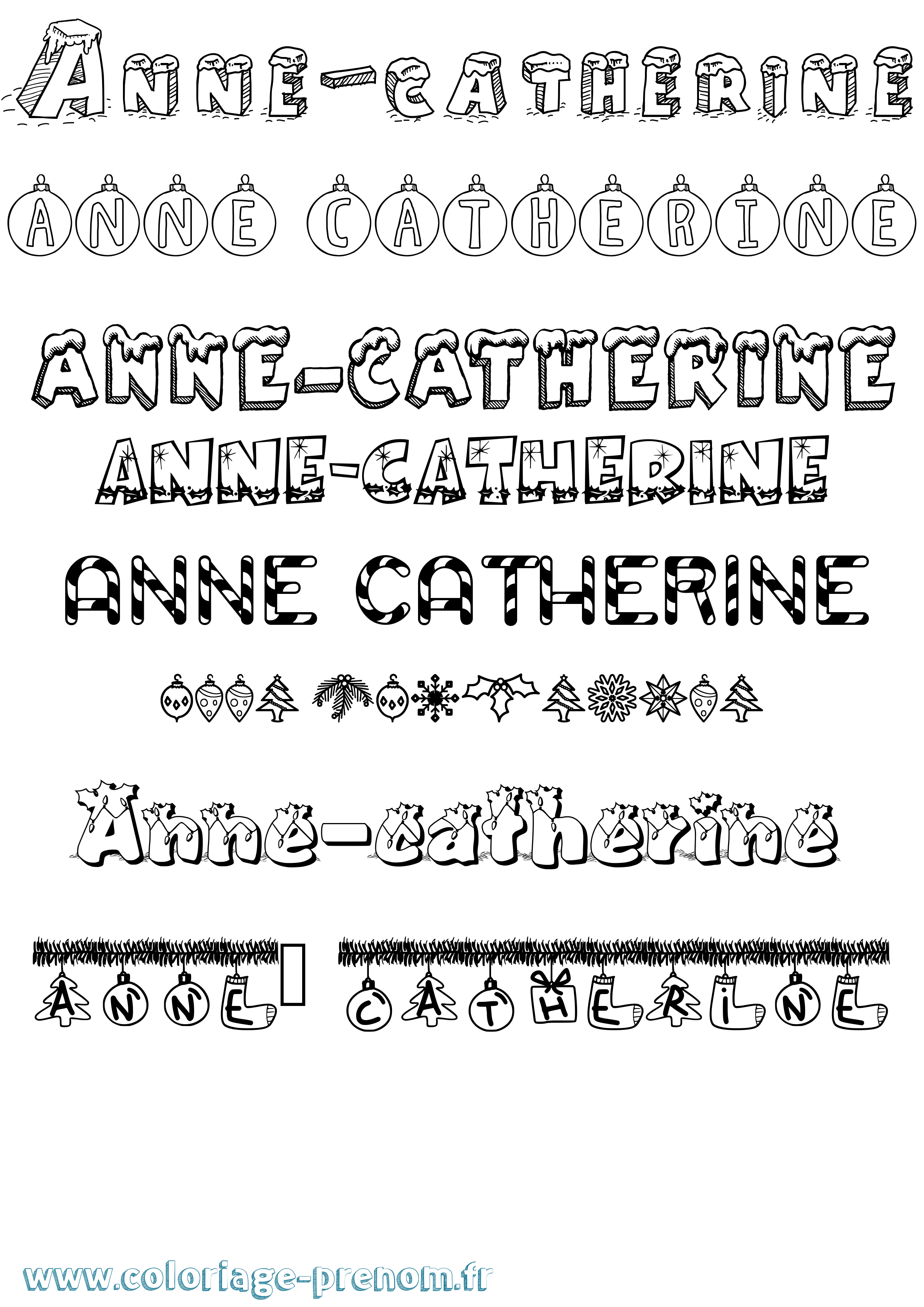 Coloriage Anne-Catherine Noël Coloriage prénom Anne-Catherine Noël