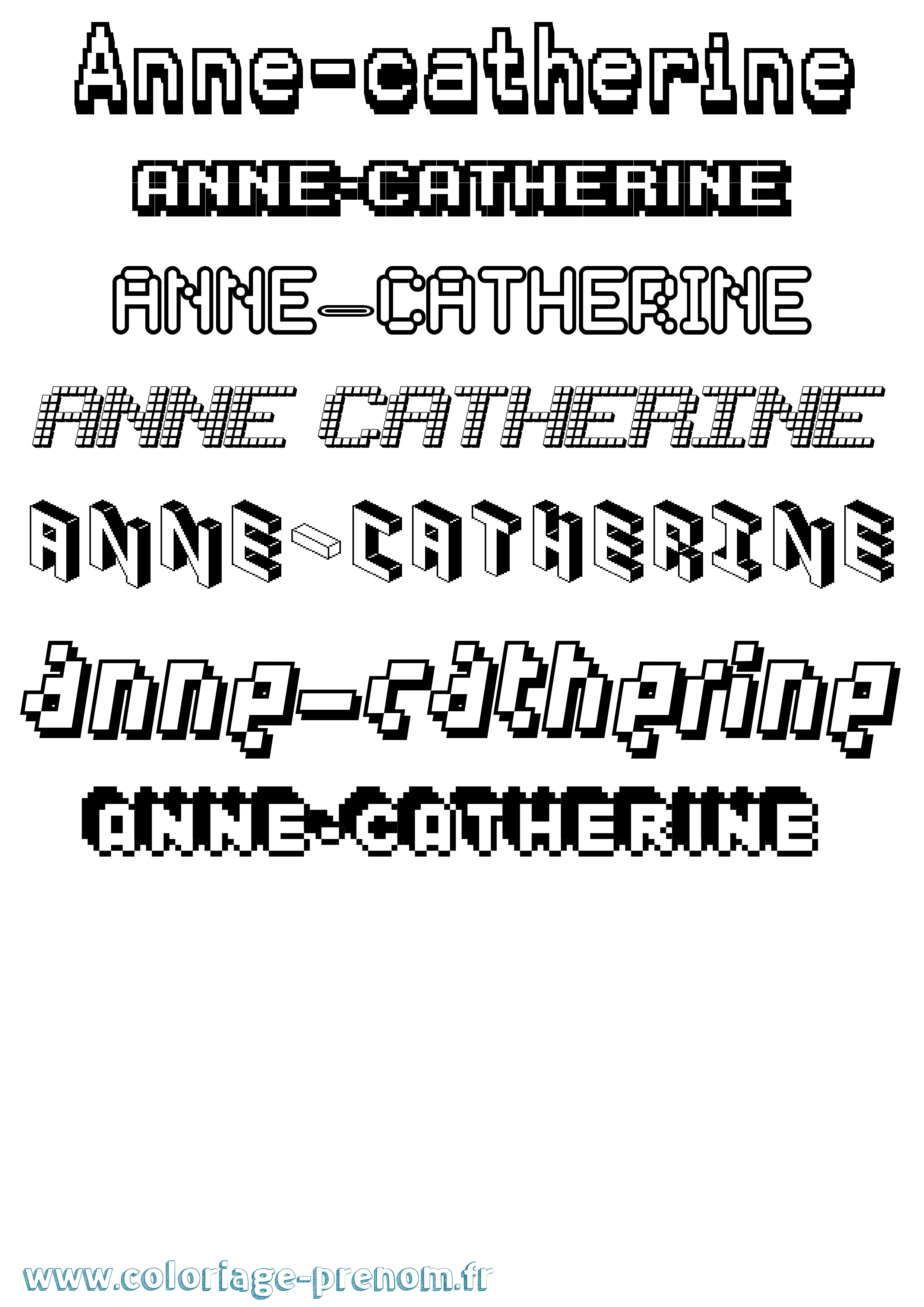 Coloriage prénom Anne-Catherine Pixel