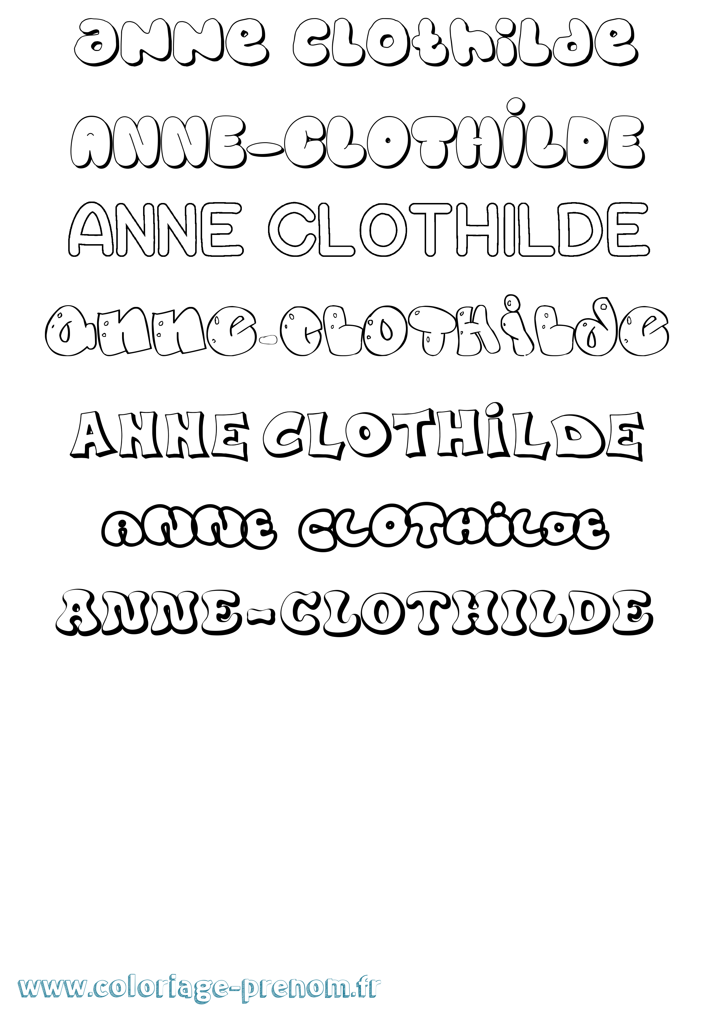 Coloriage prénom Anne-Clothilde Bubble