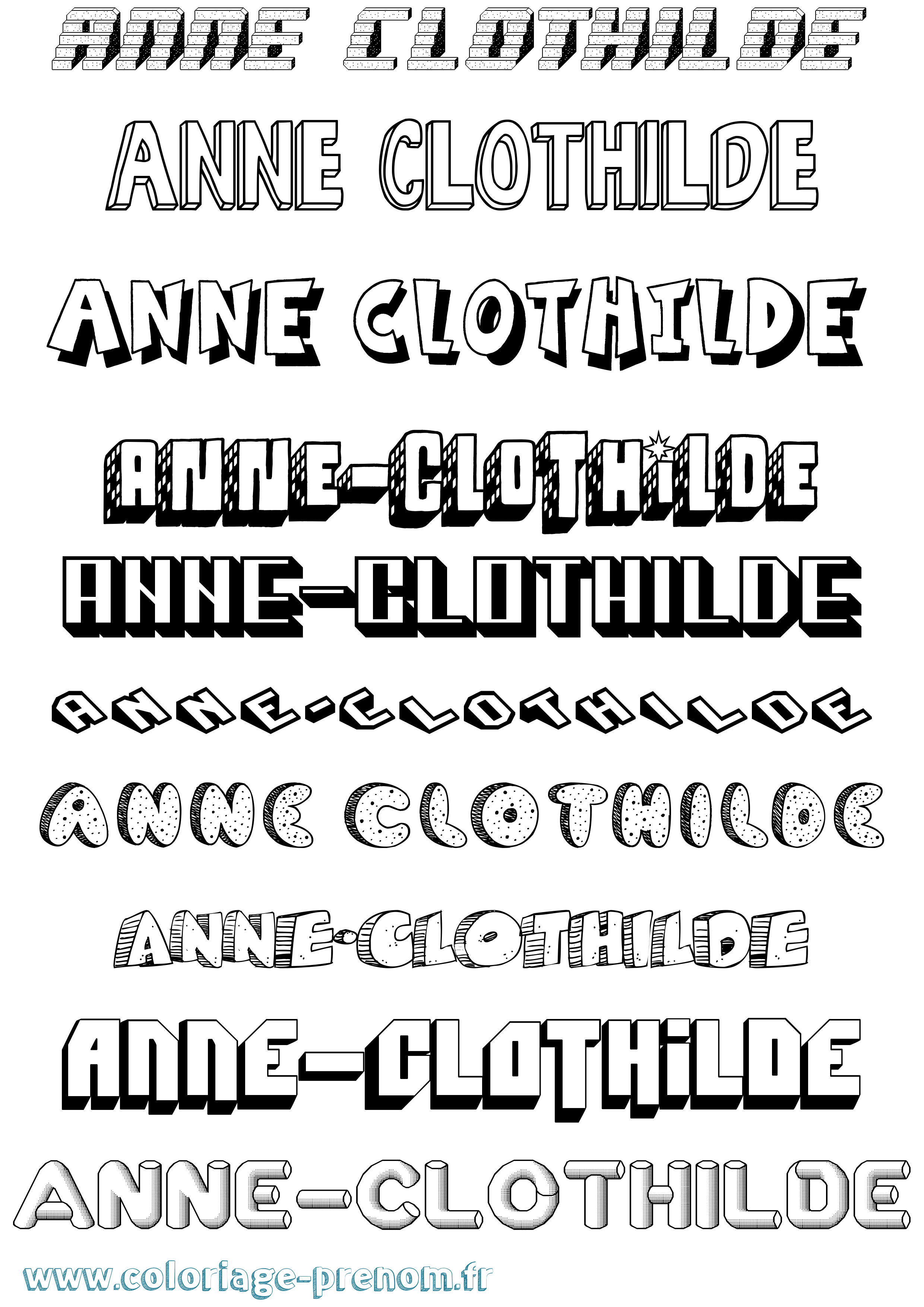 Coloriage prénom Anne-Clothilde Effet 3D