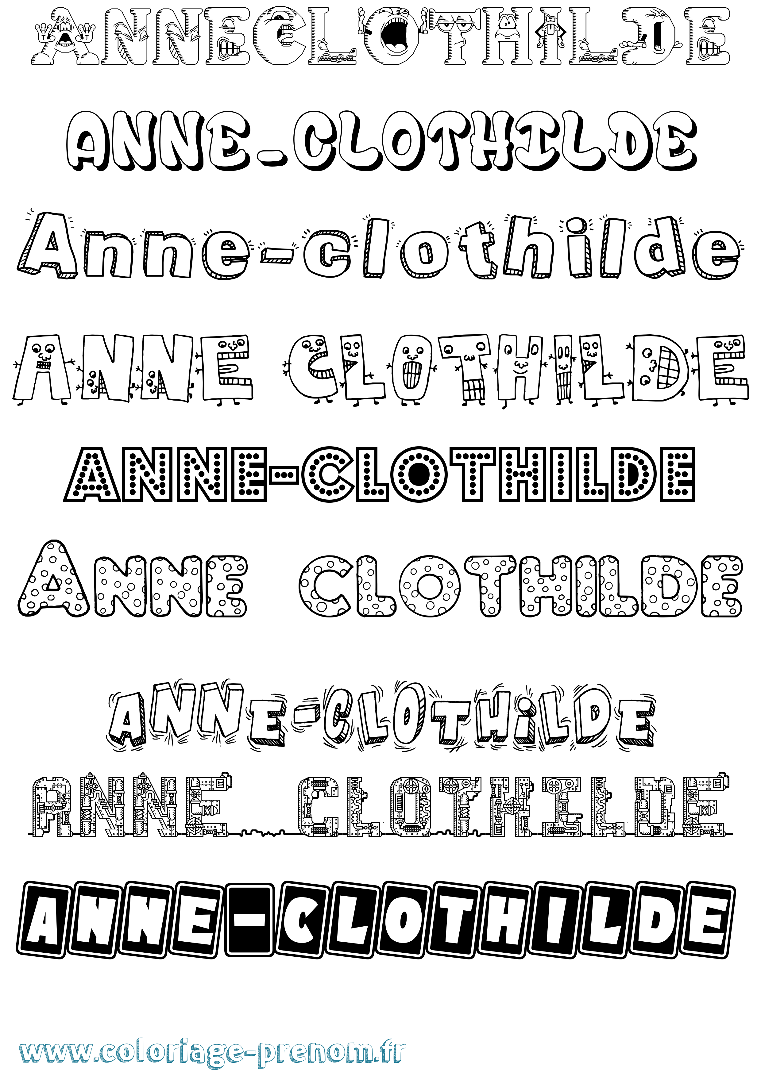 Coloriage prénom Anne-Clothilde Fun