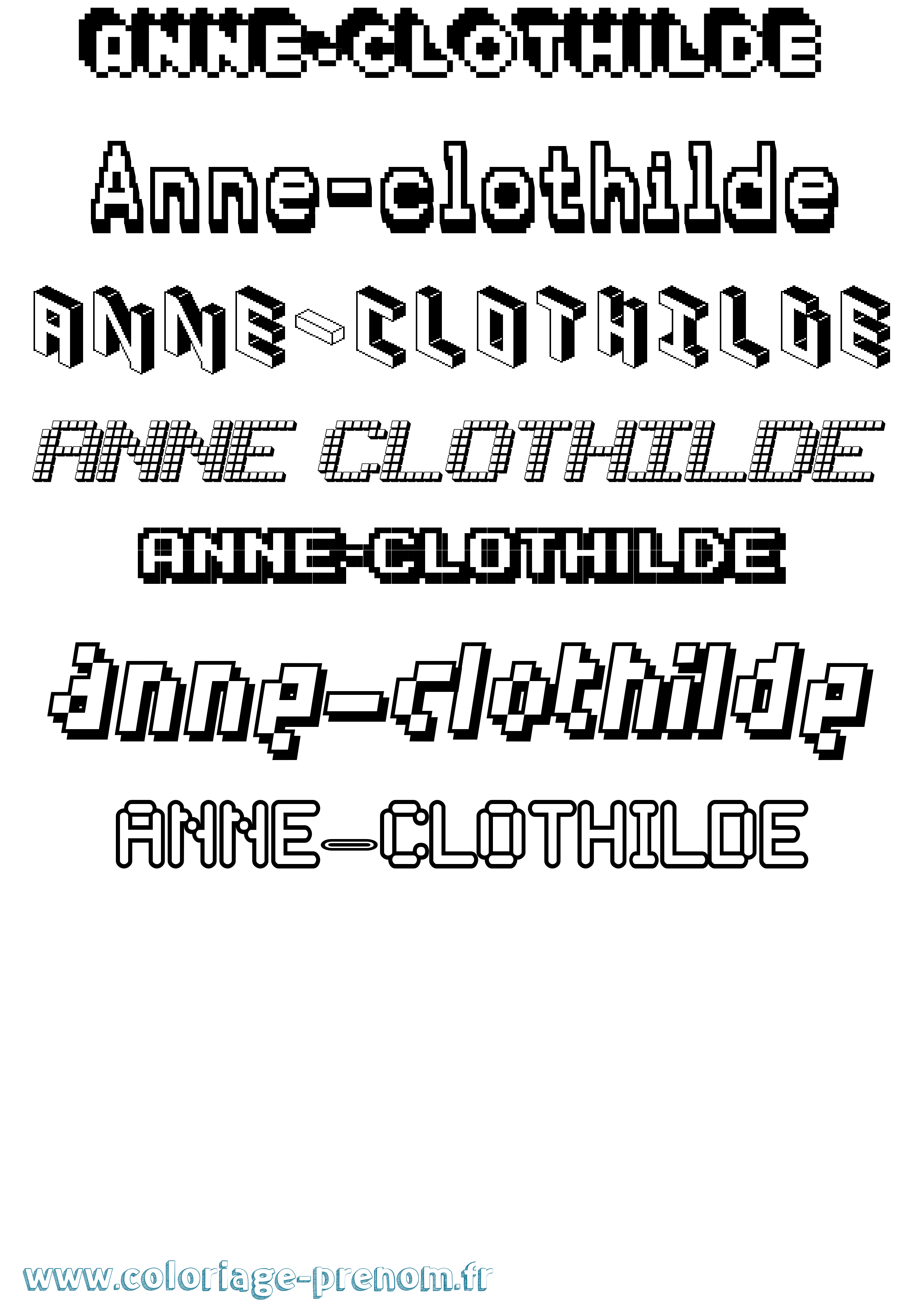 Coloriage prénom Anne-Clothilde Pixel