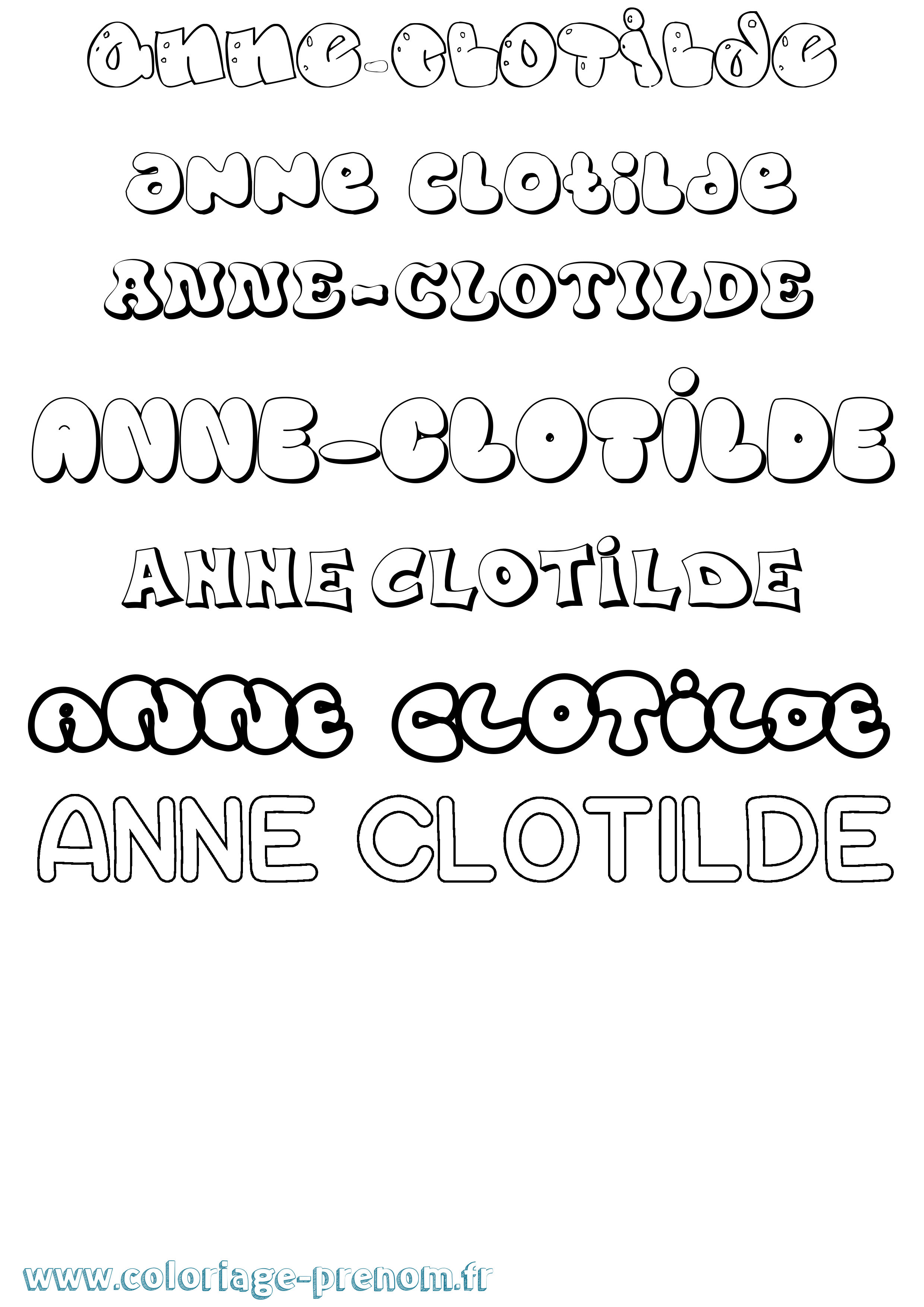 Coloriage prénom Anne-Clotilde Bubble
