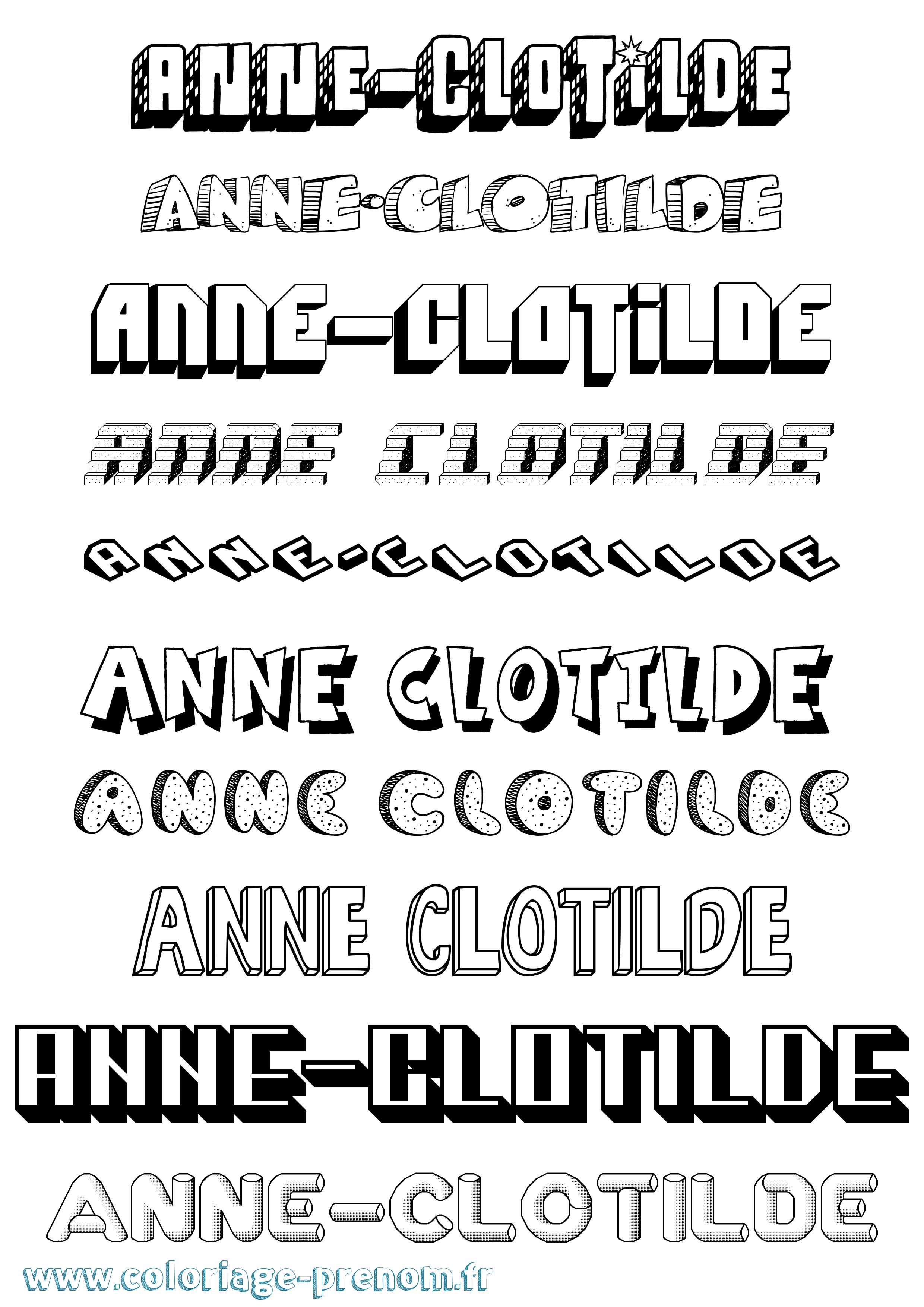 Coloriage prénom Anne-Clotilde Effet 3D