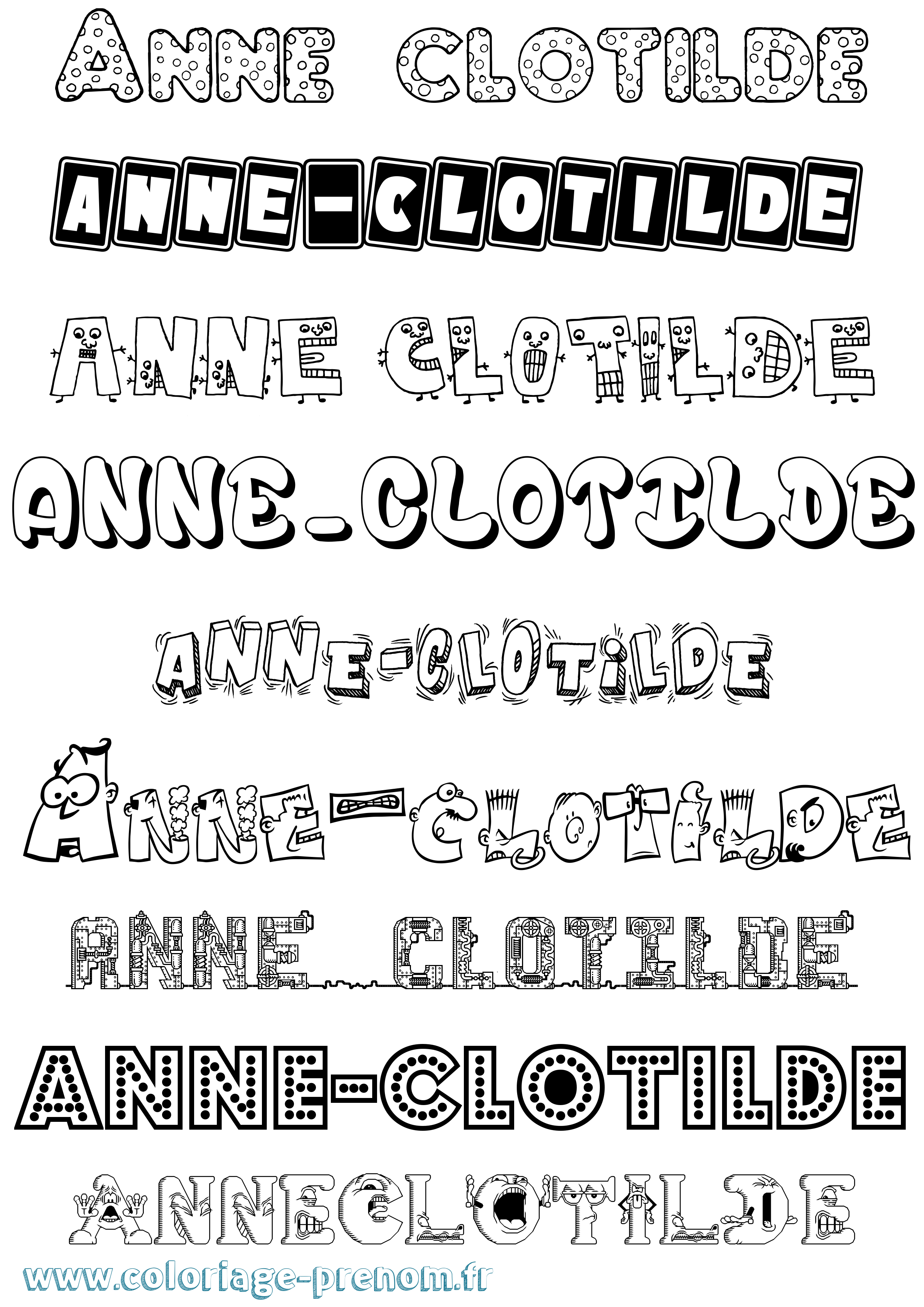 Coloriage prénom Anne-Clotilde Fun