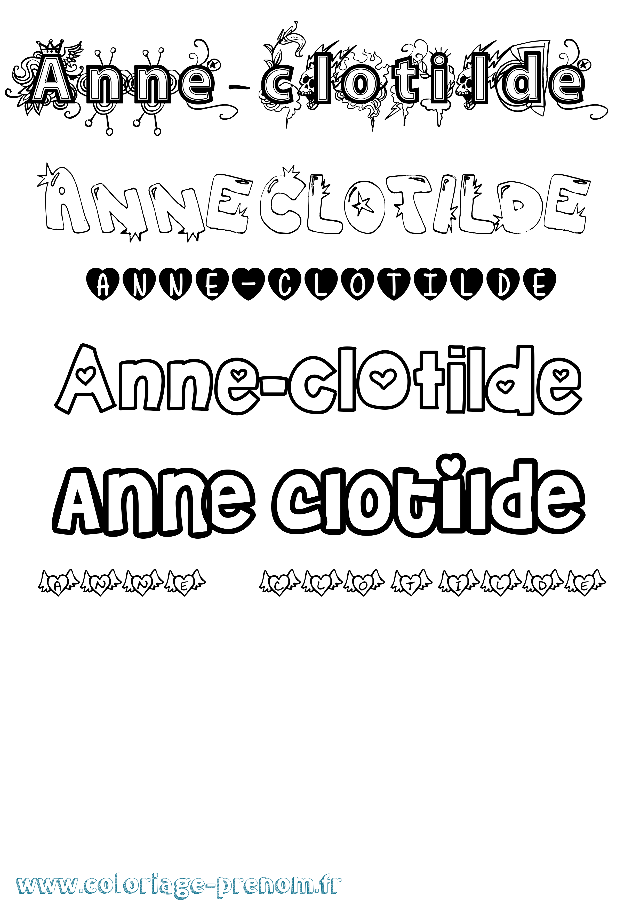 Coloriage prénom Anne-Clotilde Girly