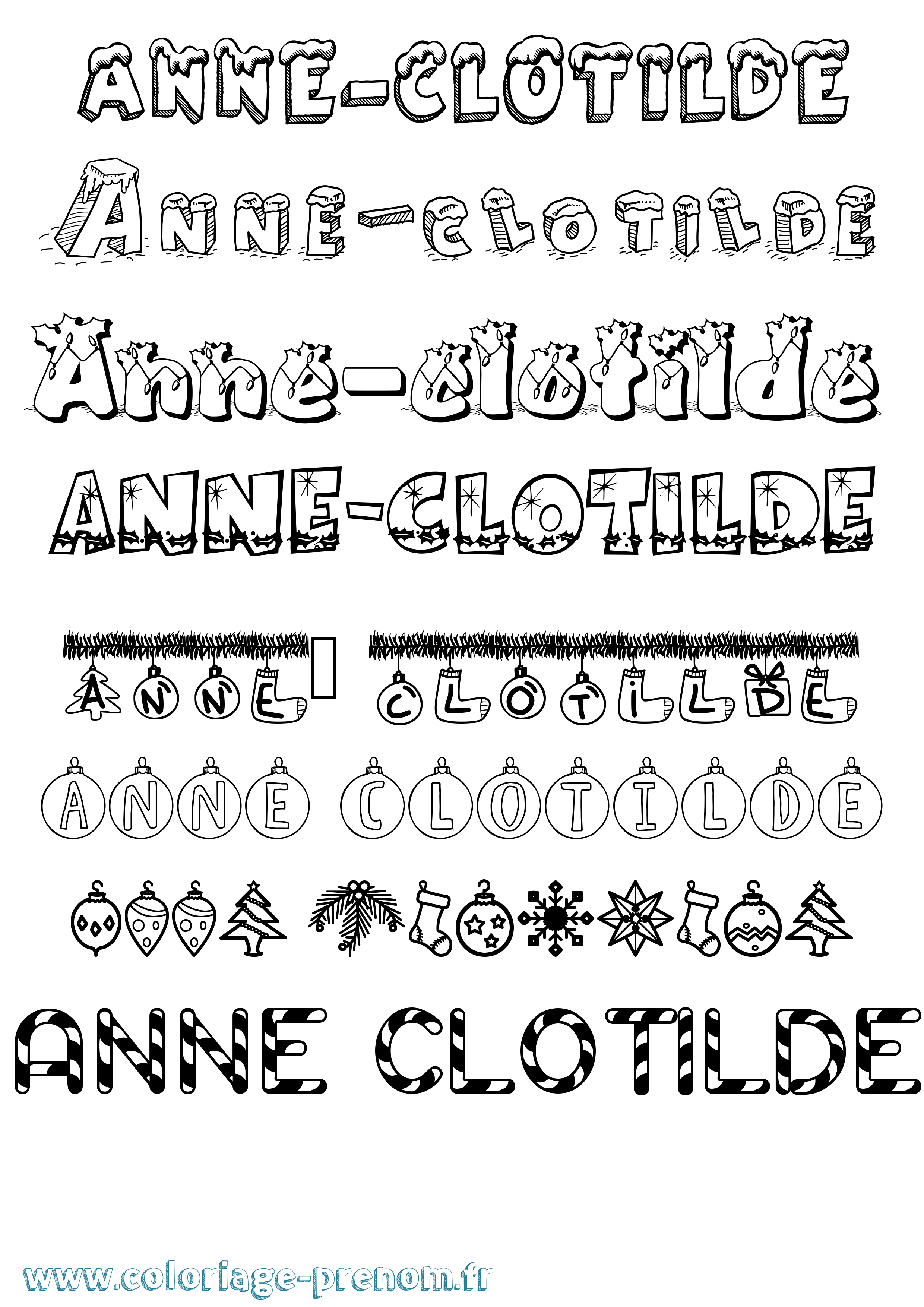 Coloriage prénom Anne-Clotilde Noël