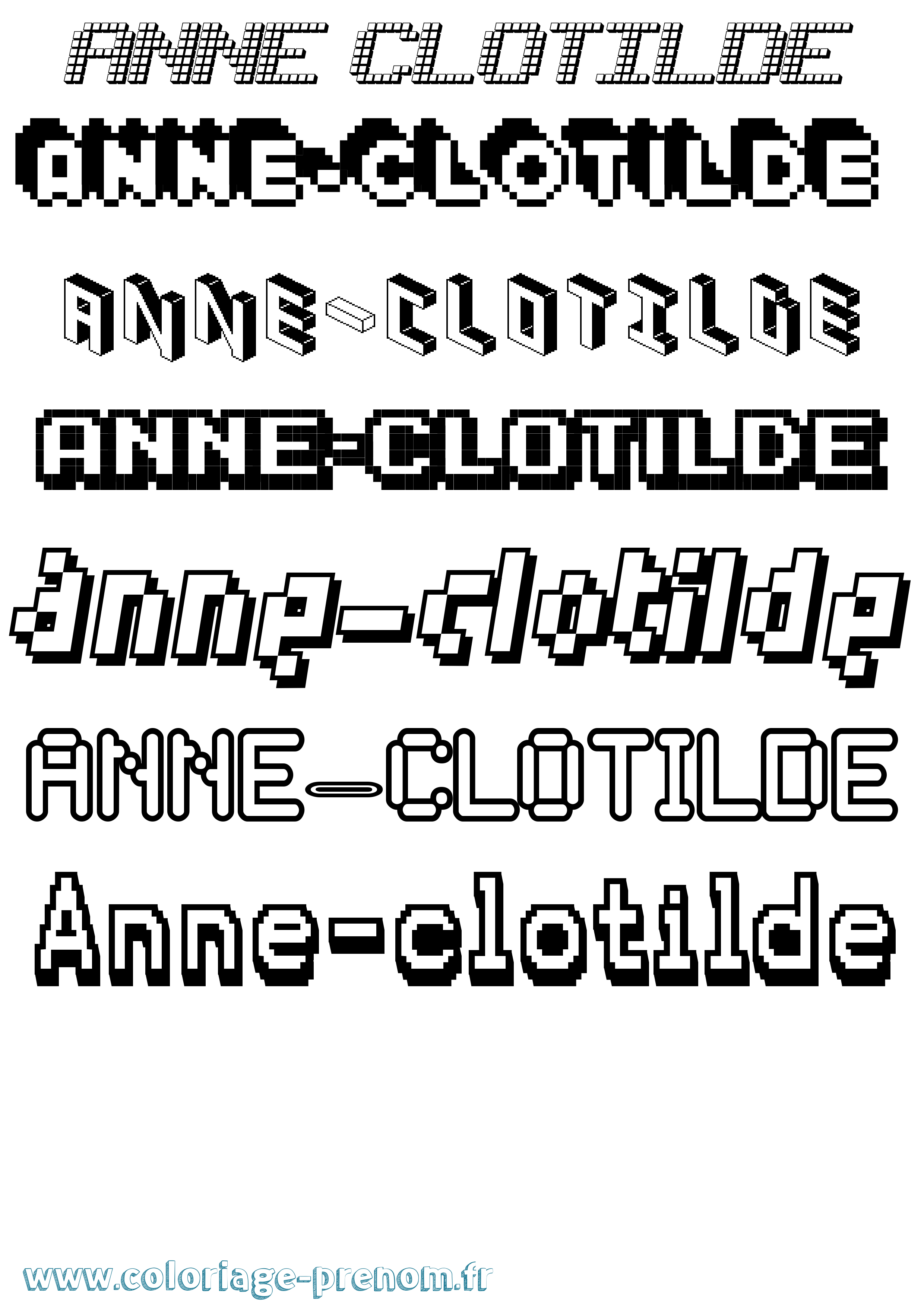 Coloriage prénom Anne-Clotilde Pixel