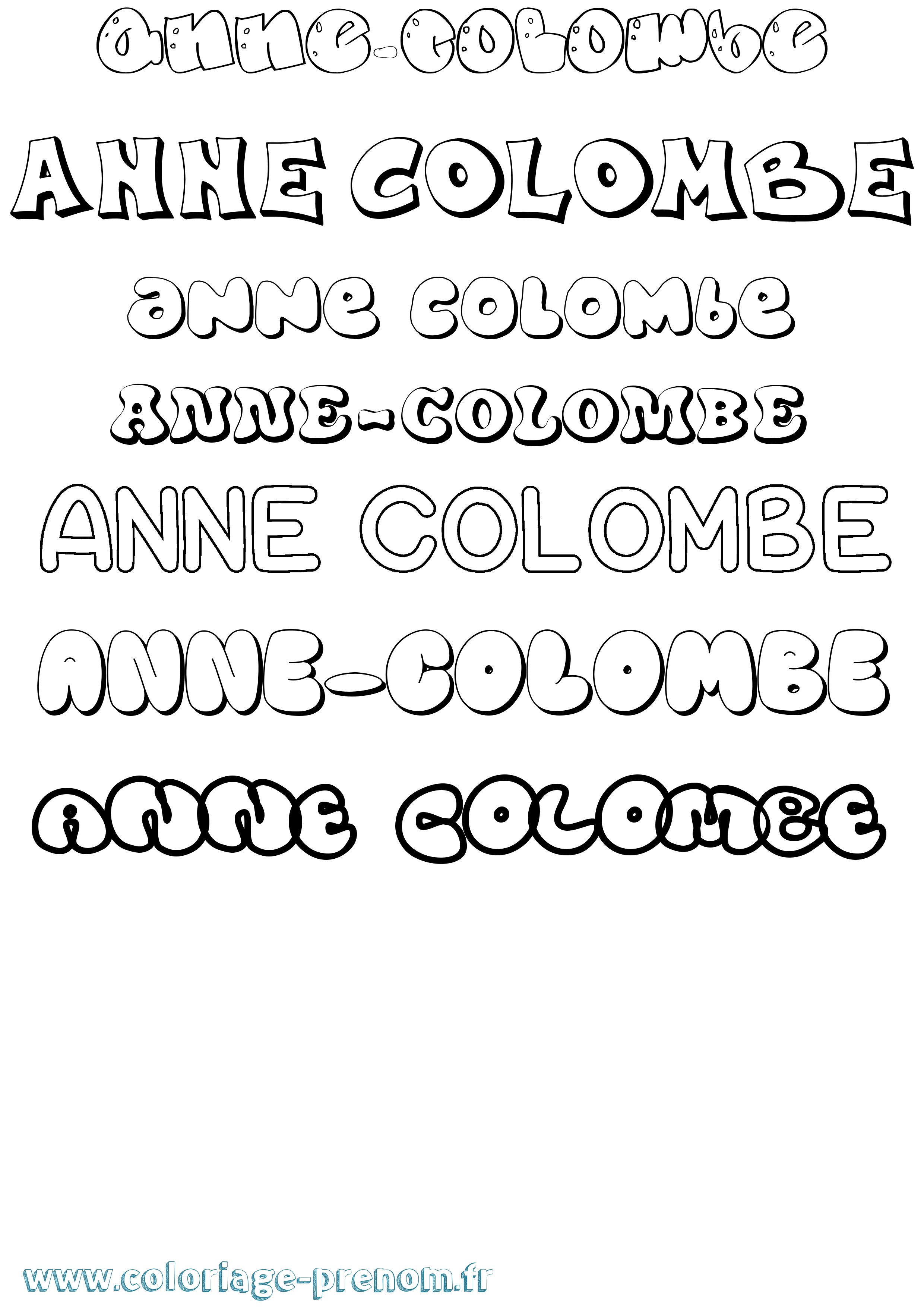 Coloriage prénom Anne-Colombe Bubble