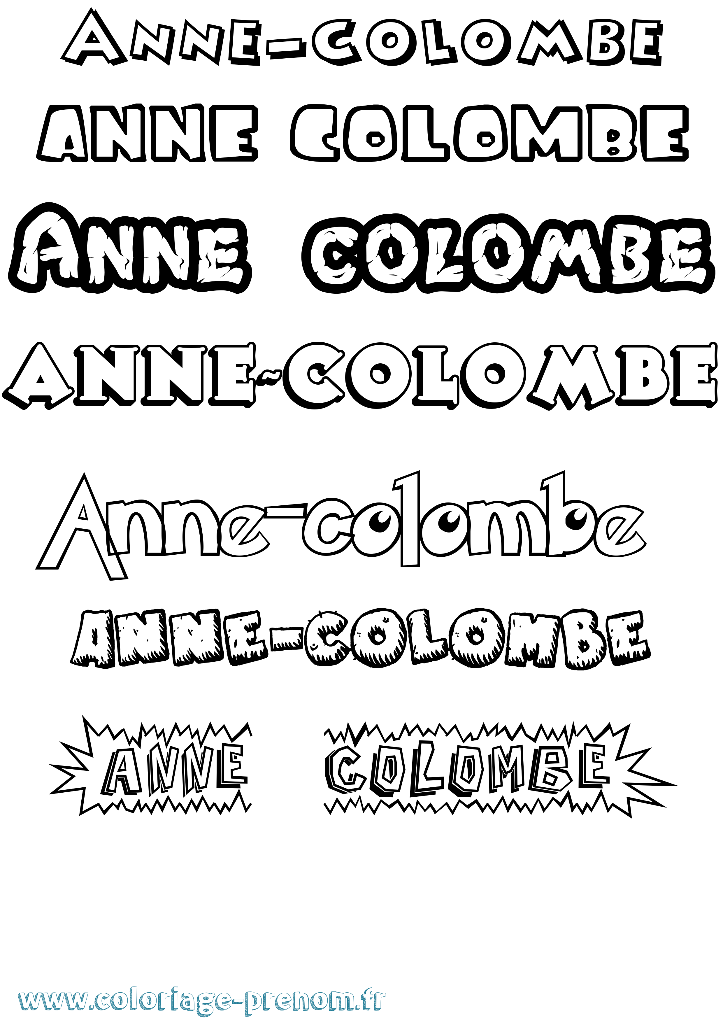 Coloriage prénom Anne-Colombe Dessin Animé
