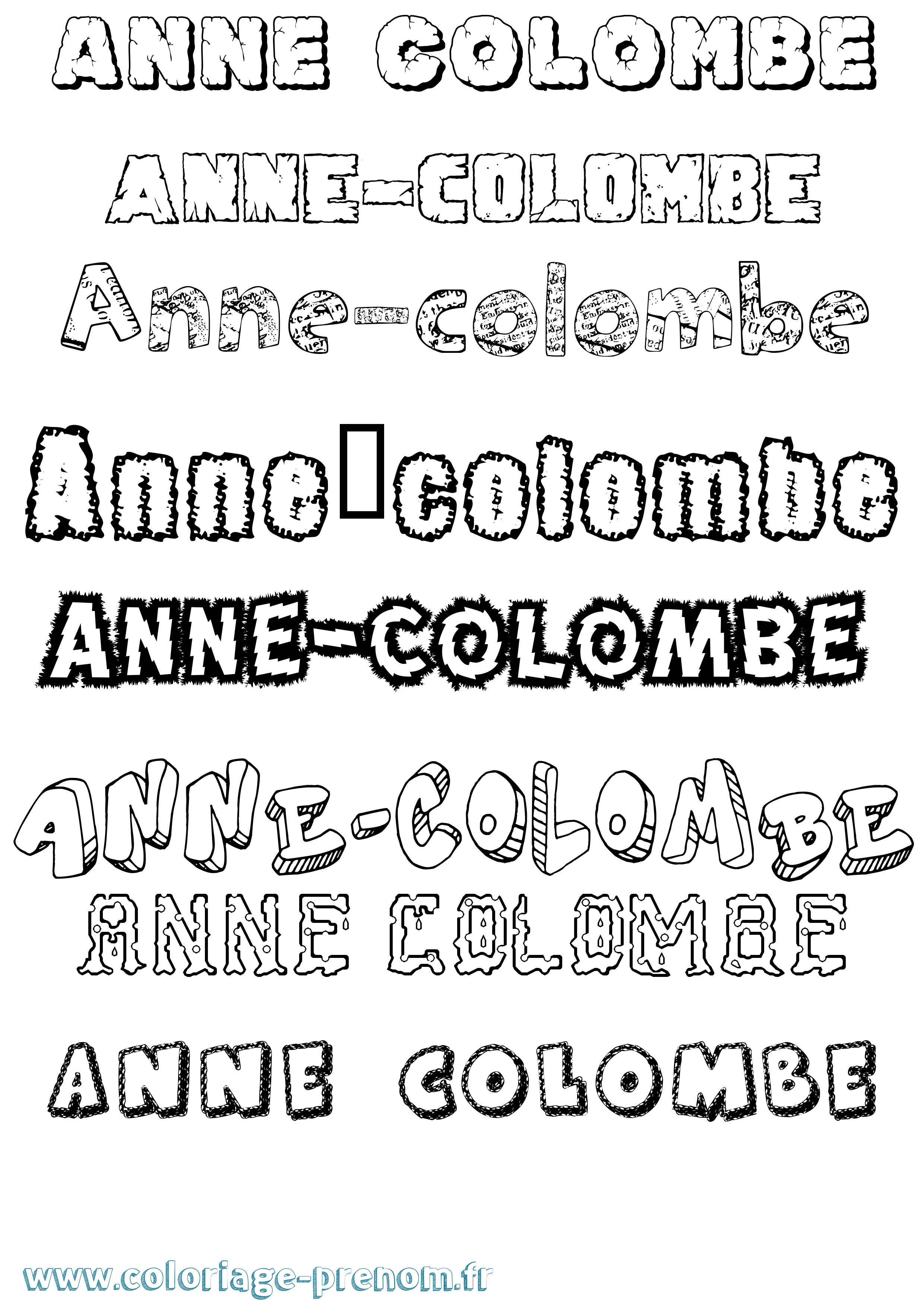 Coloriage prénom Anne-Colombe Destructuré