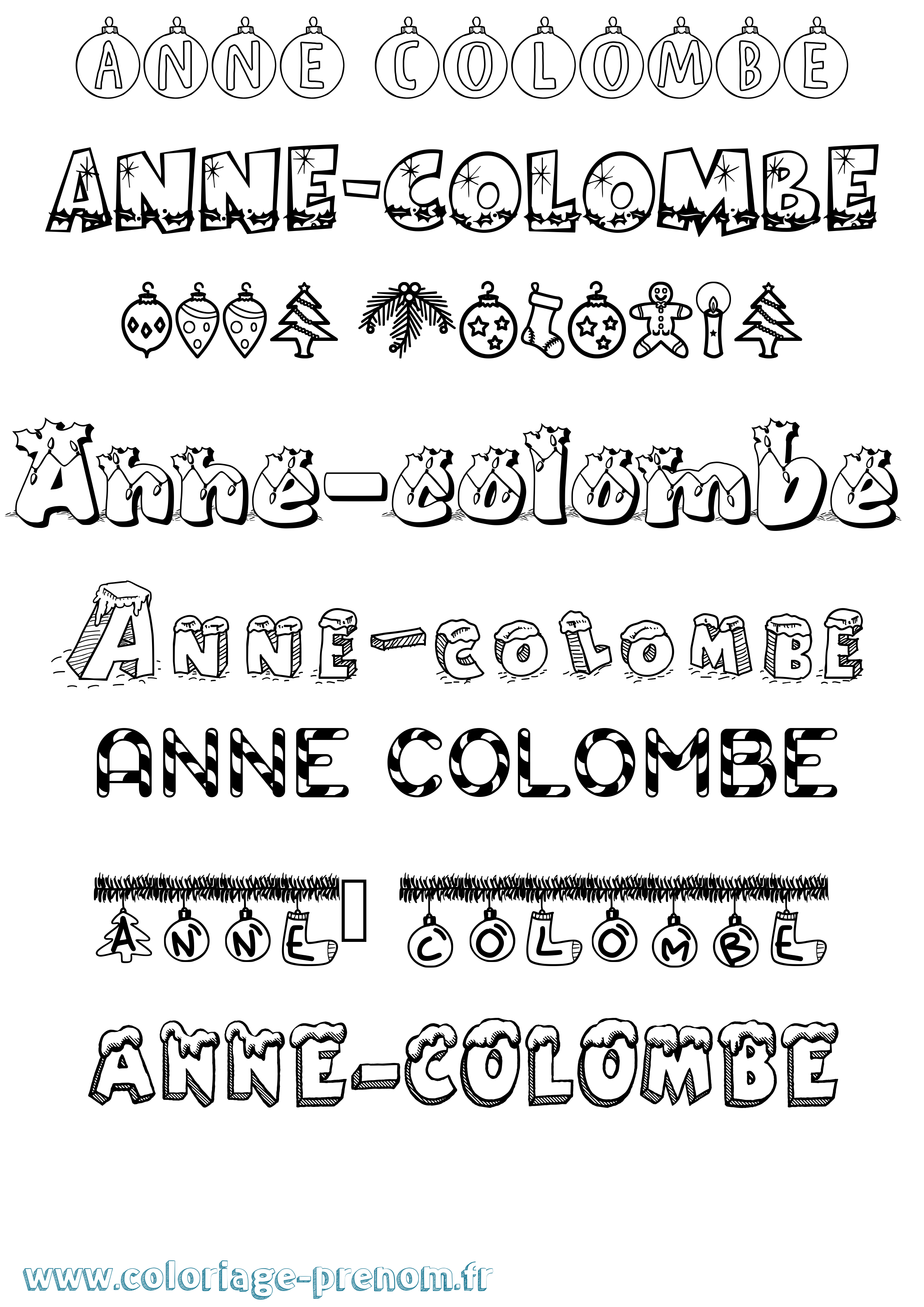 Coloriage prénom Anne-Colombe Noël