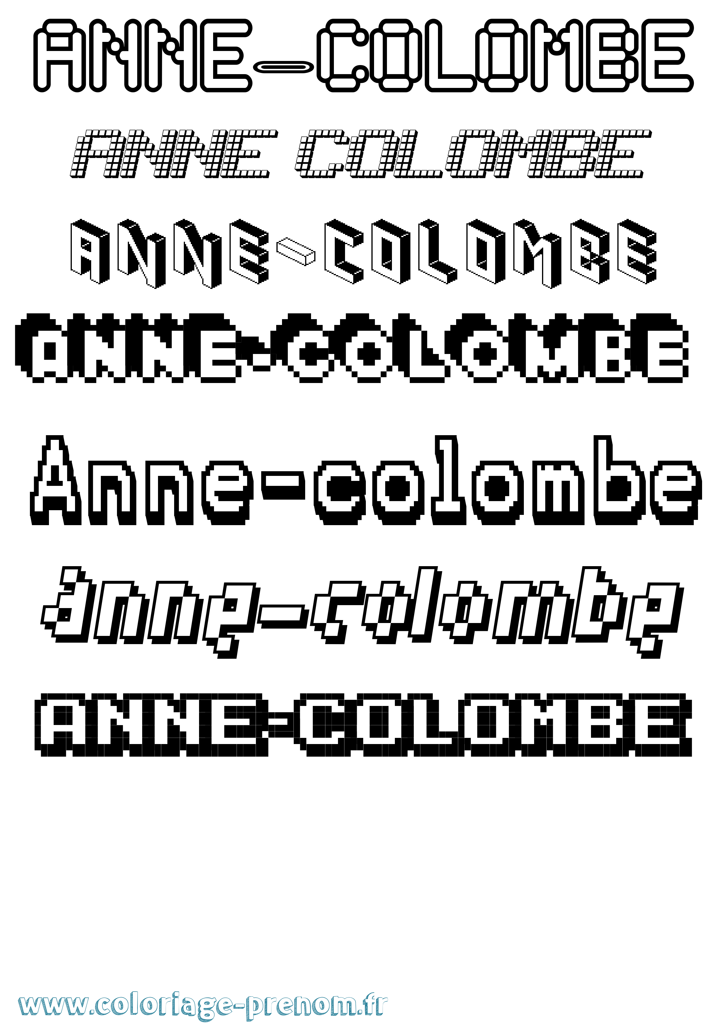 Coloriage prénom Anne-Colombe Pixel