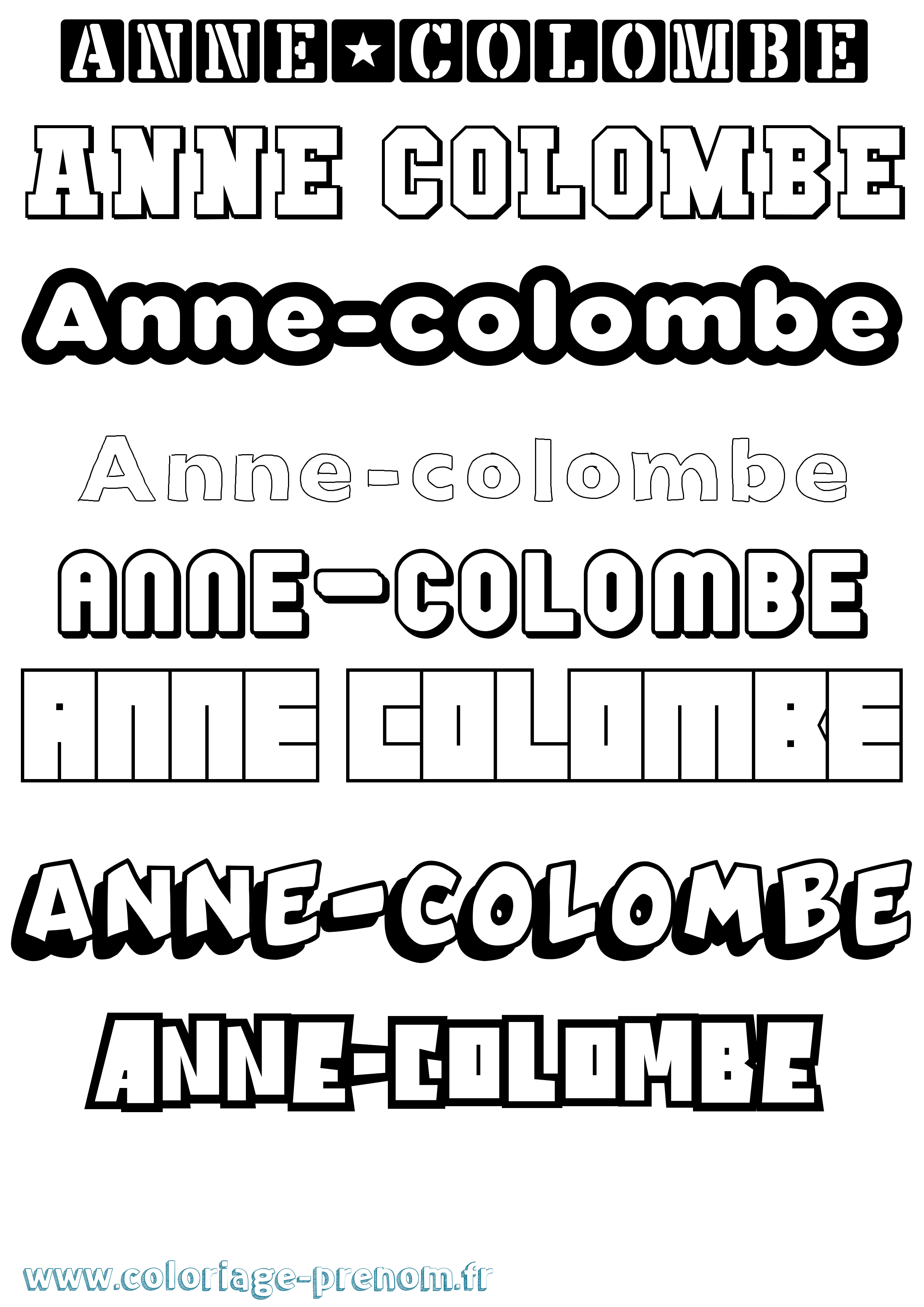 Coloriage prénom Anne-Colombe Simple