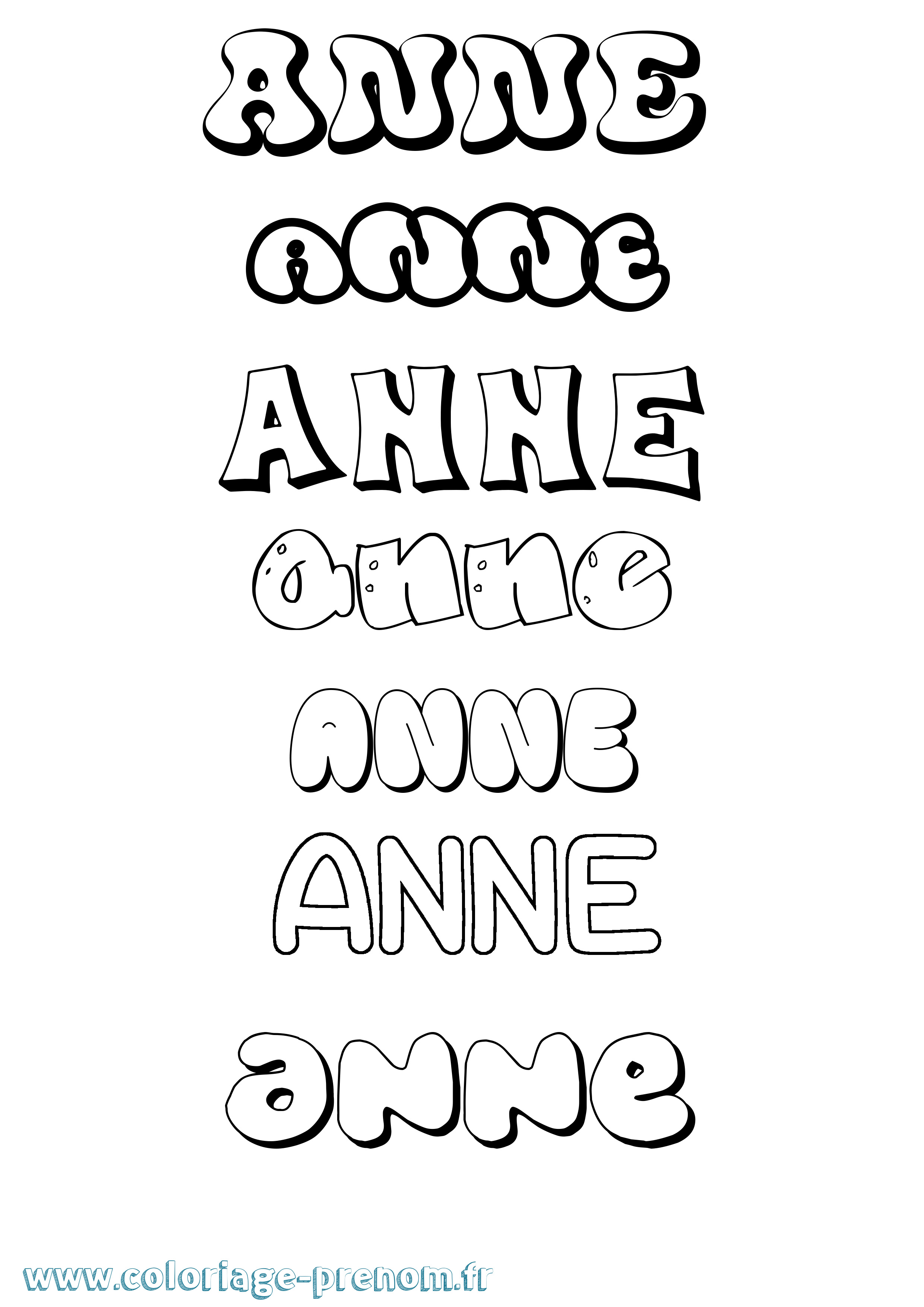 Coloriage Anne Bubble Coloriage prénom Anne Bubble