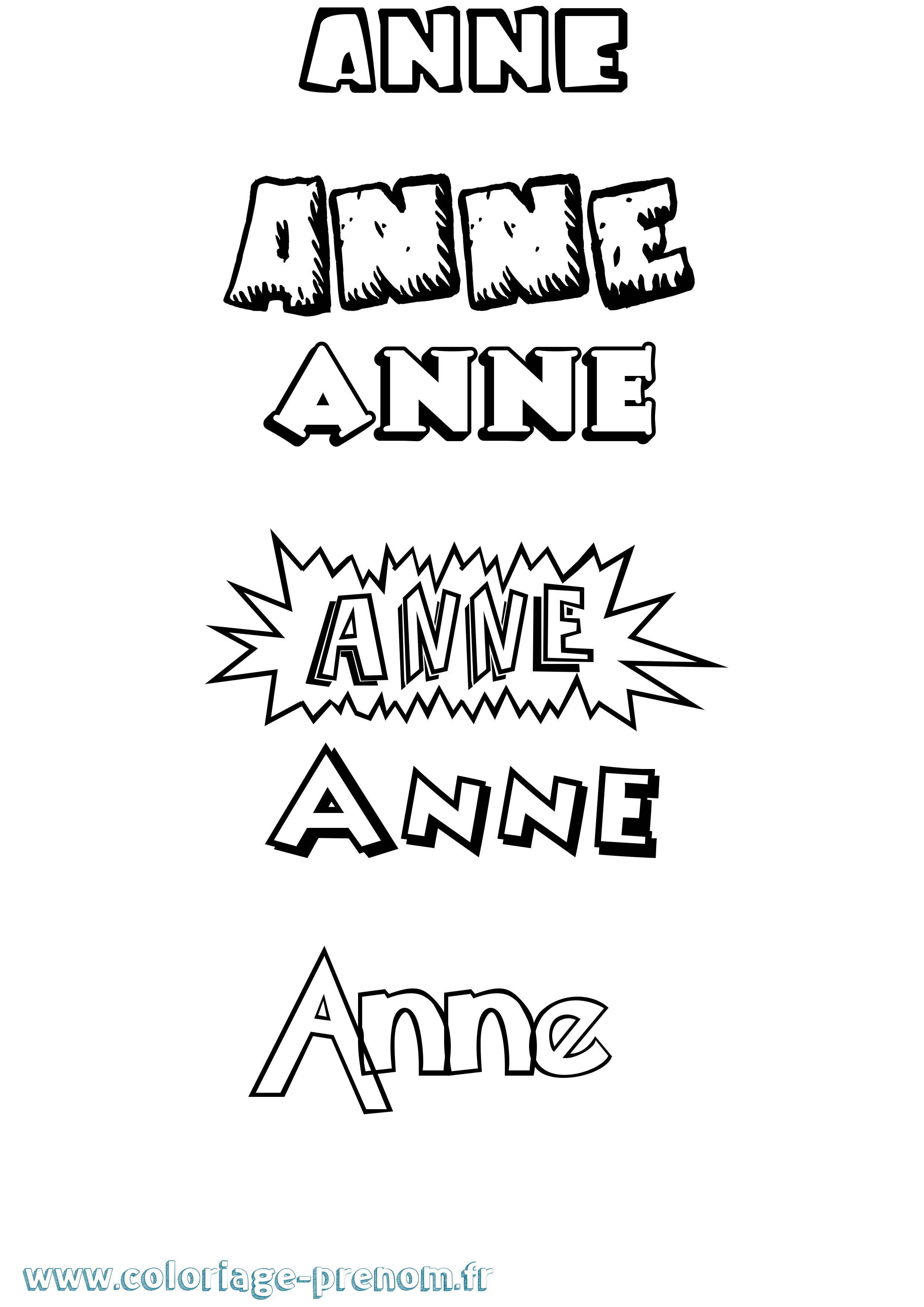 Coloriage prénom Anne Dessin Animé