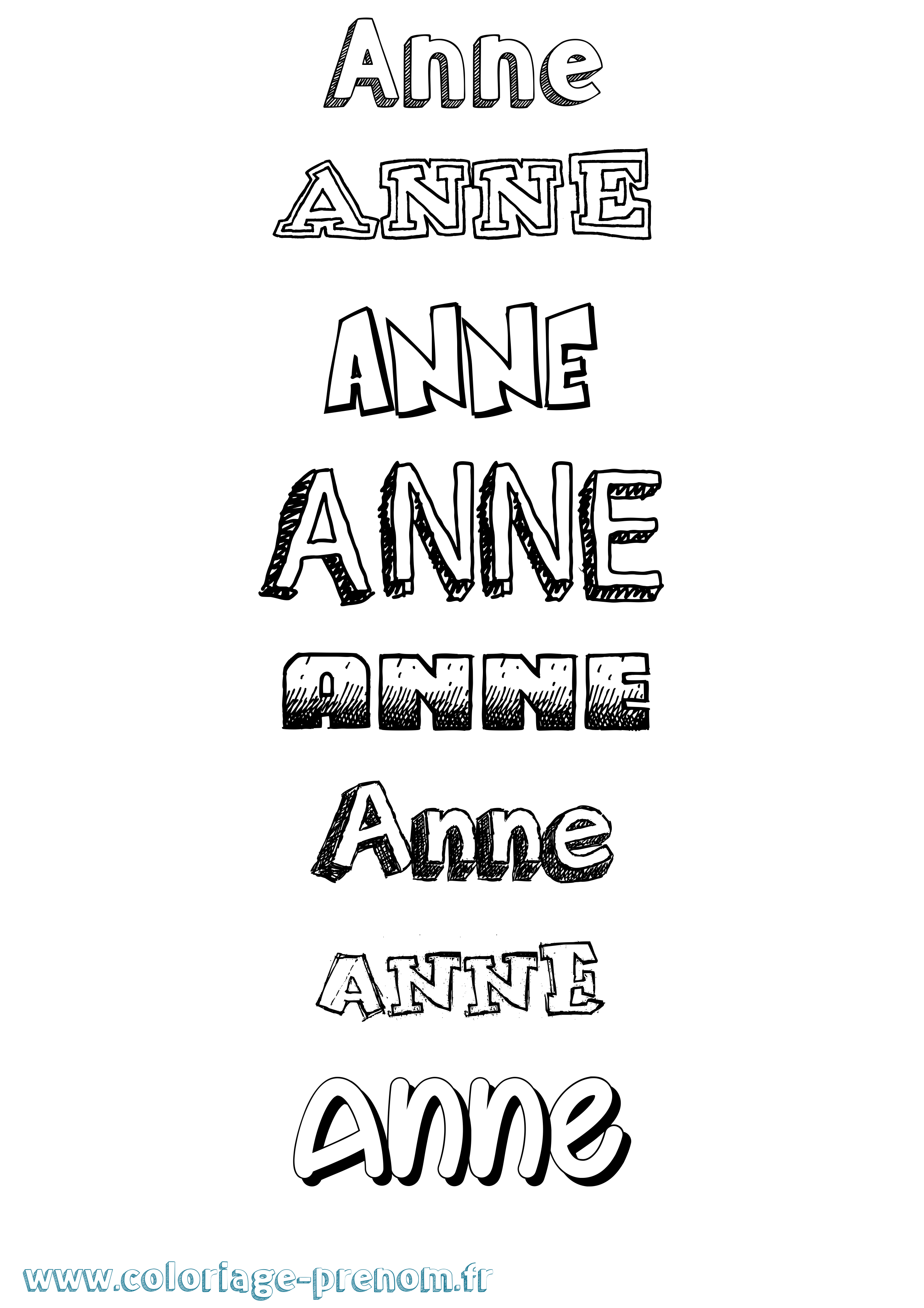 Coloriage prénom Anne Dessiné