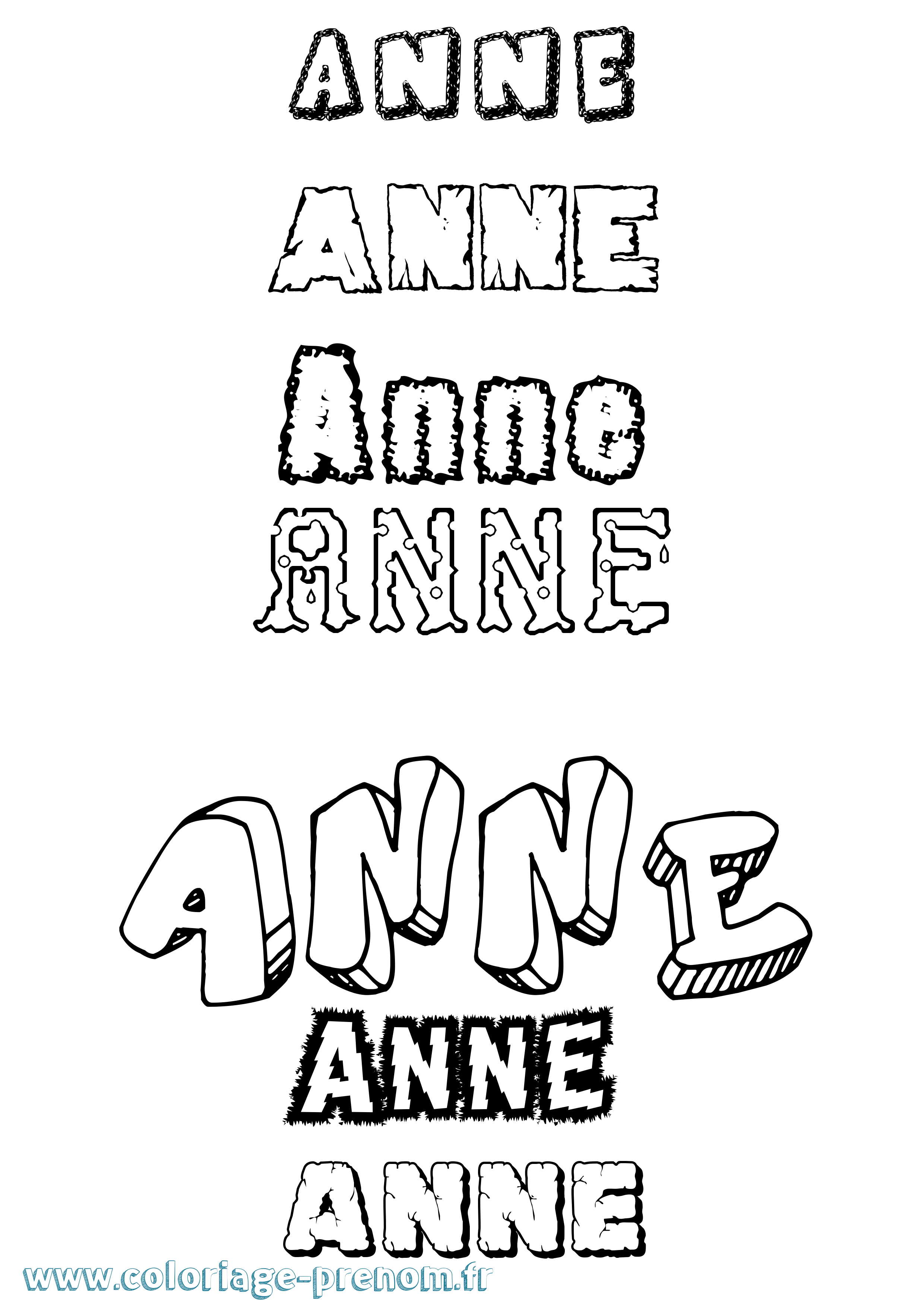 Coloriage Anne Destructuré Coloriage prénom Anne Destructuré