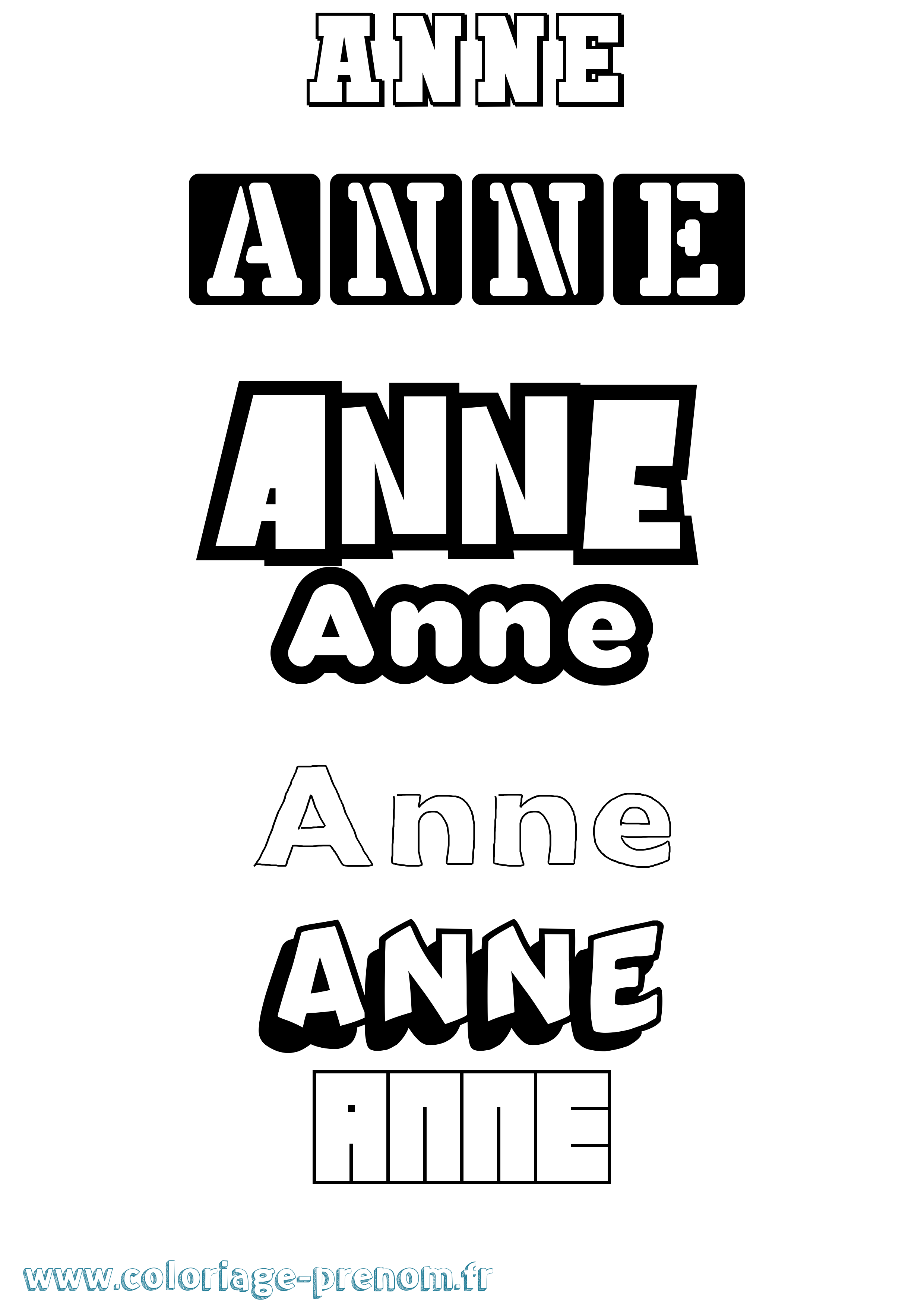 Coloriage prénom Anne Simple