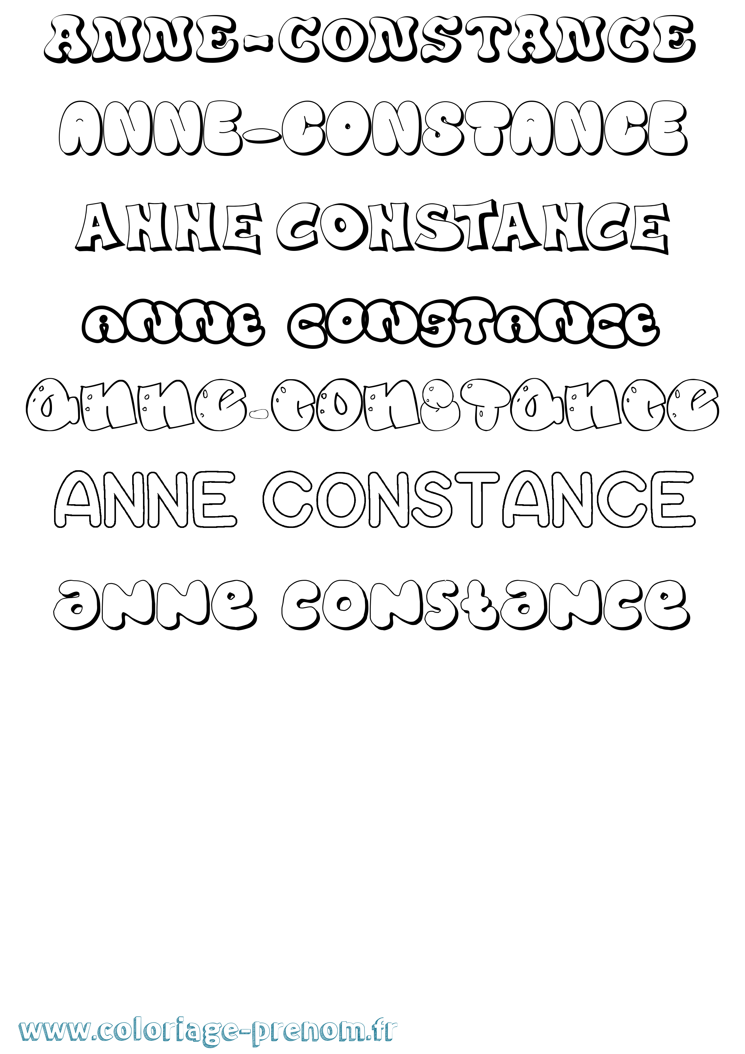 Coloriage prénom Anne-Constance Bubble