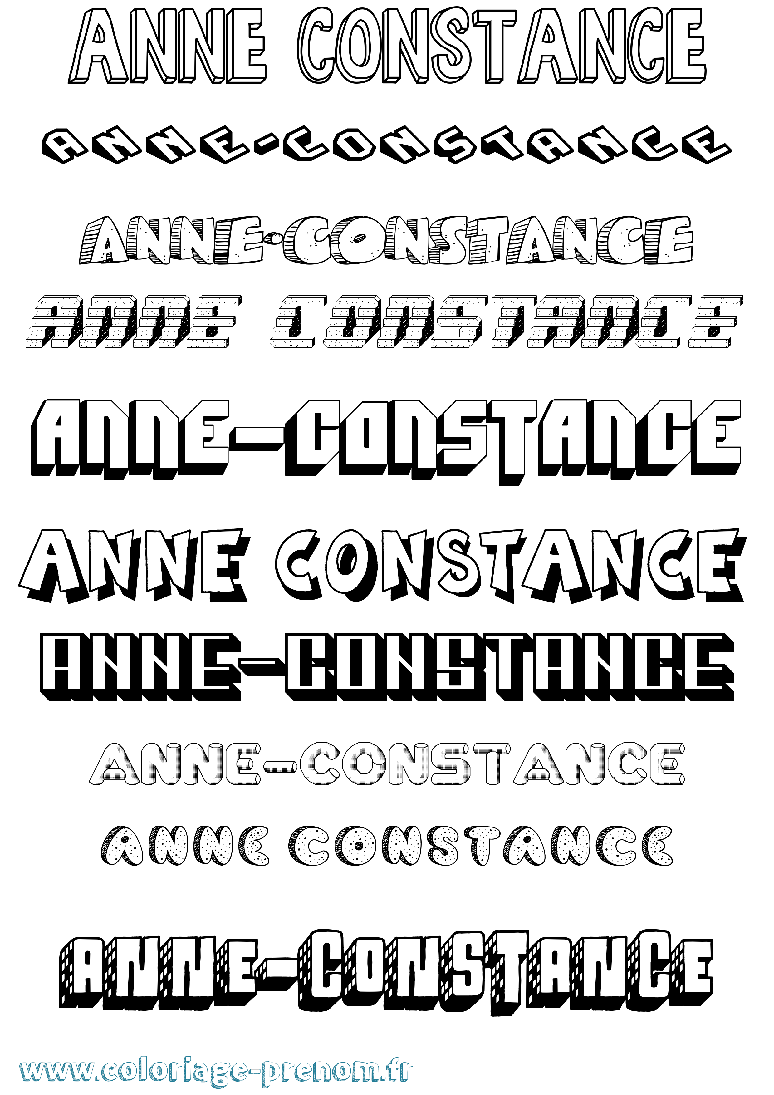 Coloriage prénom Anne-Constance Effet 3D