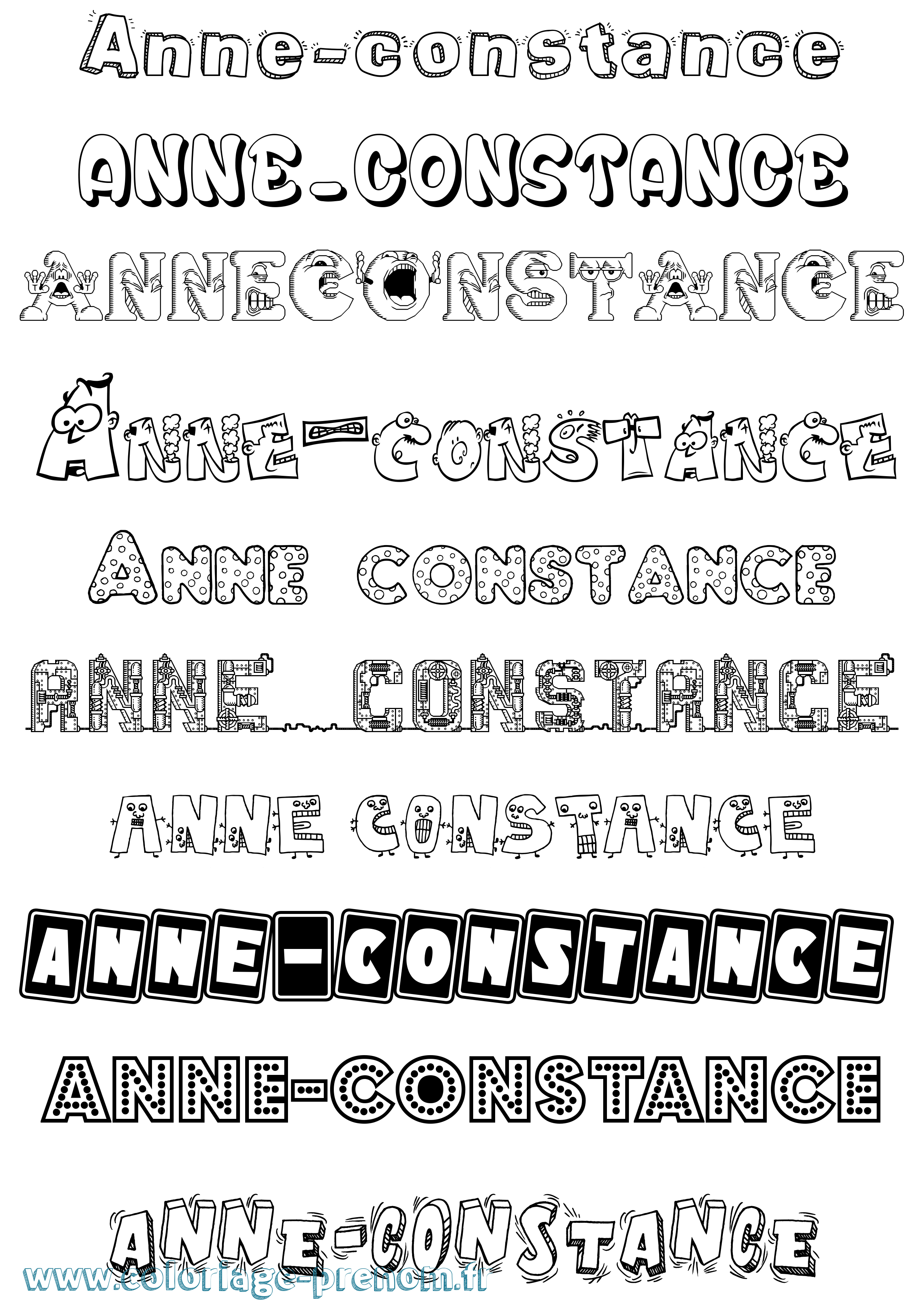 Coloriage prénom Anne-Constance Fun
