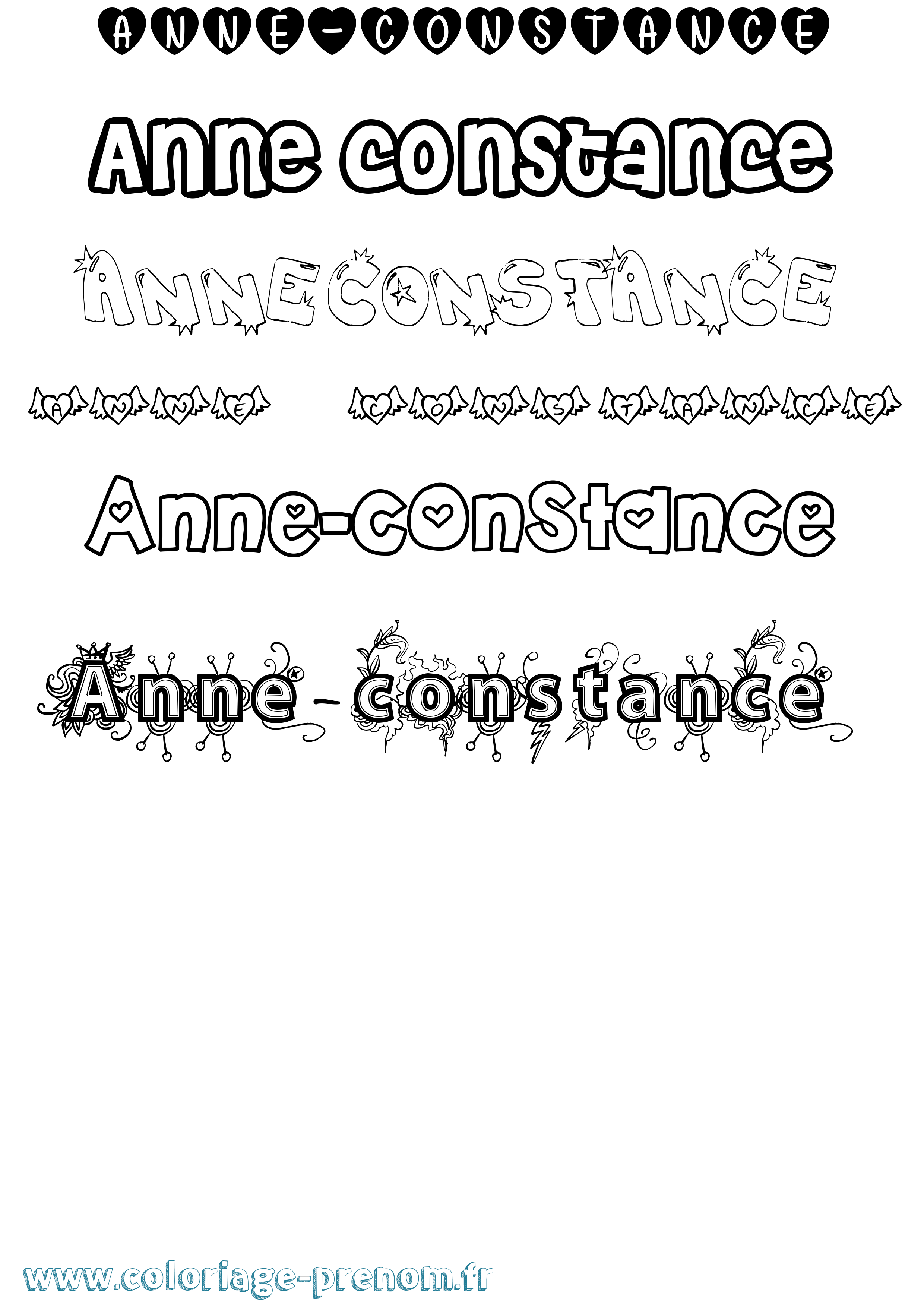 Coloriage prénom Anne-Constance Girly