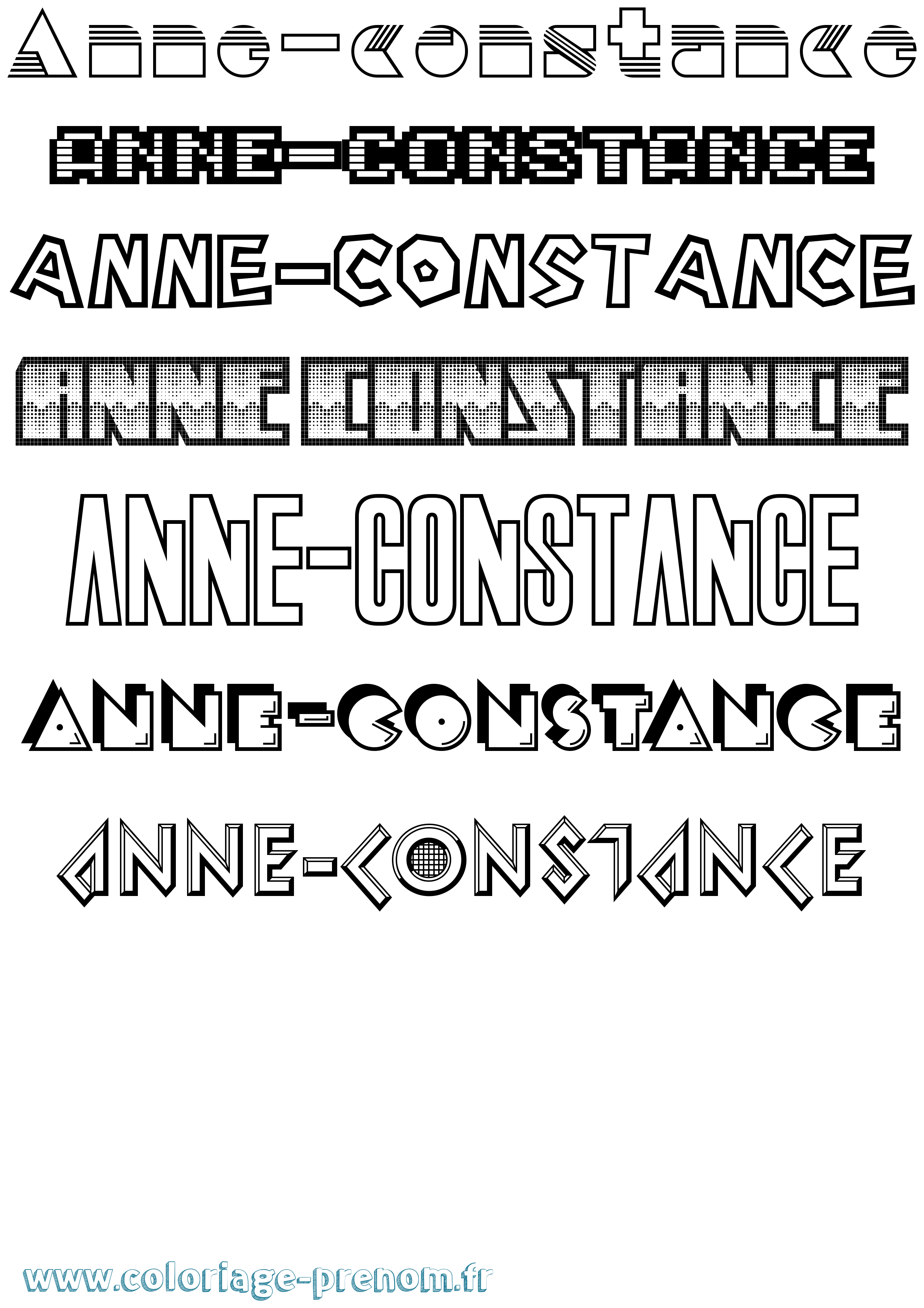 Coloriage prénom Anne-Constance Jeux Vidéos